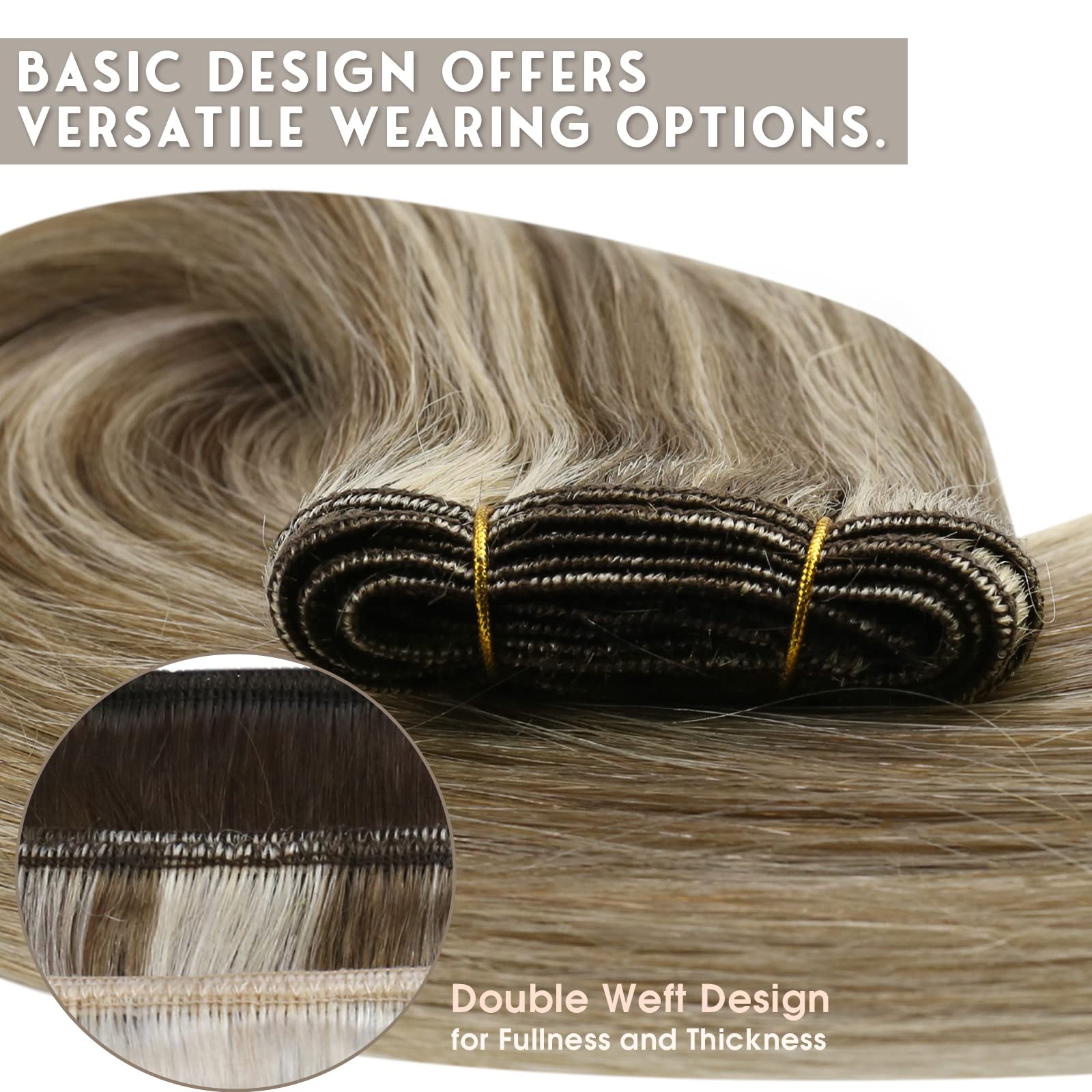 Sunny 24Inch Weft Hair Extensions Human Hair Highlights Hair Extensions Sew In Real Human Hair Brown Blonde Sew In Weft Hair Ext