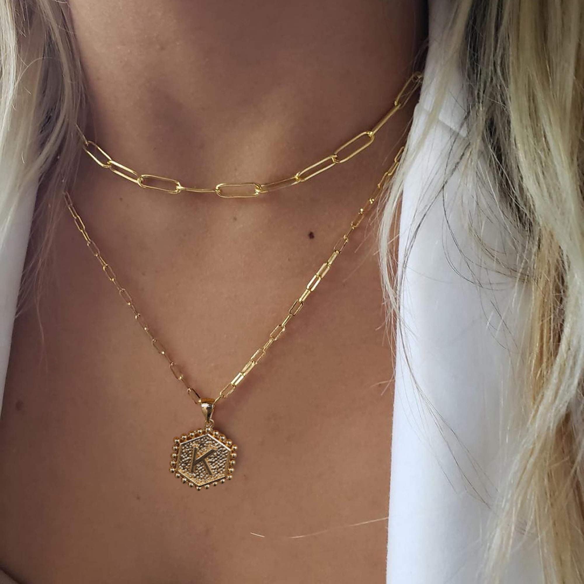 M MOOHAM Gold Layering Initial Necklaces for Women - Necklaces for Women Preppy Jewelry Letter Initial O Necklace Choker Necklac