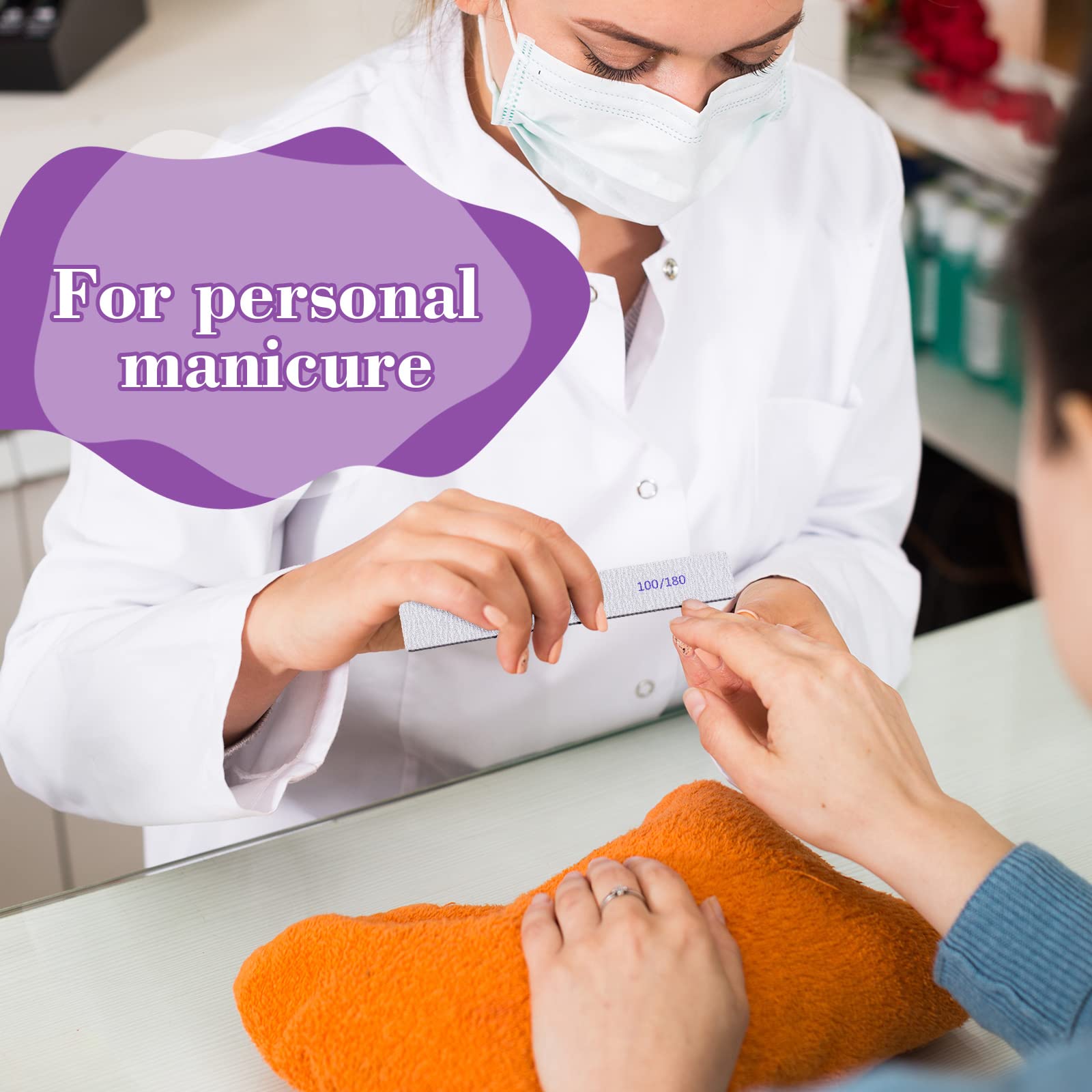 Xinnun 150 Pcs Nail Files 100/180 Grit Double Sides Professional Reusable Emery Board Nail Files For Acrylic Nails Manicure Tool