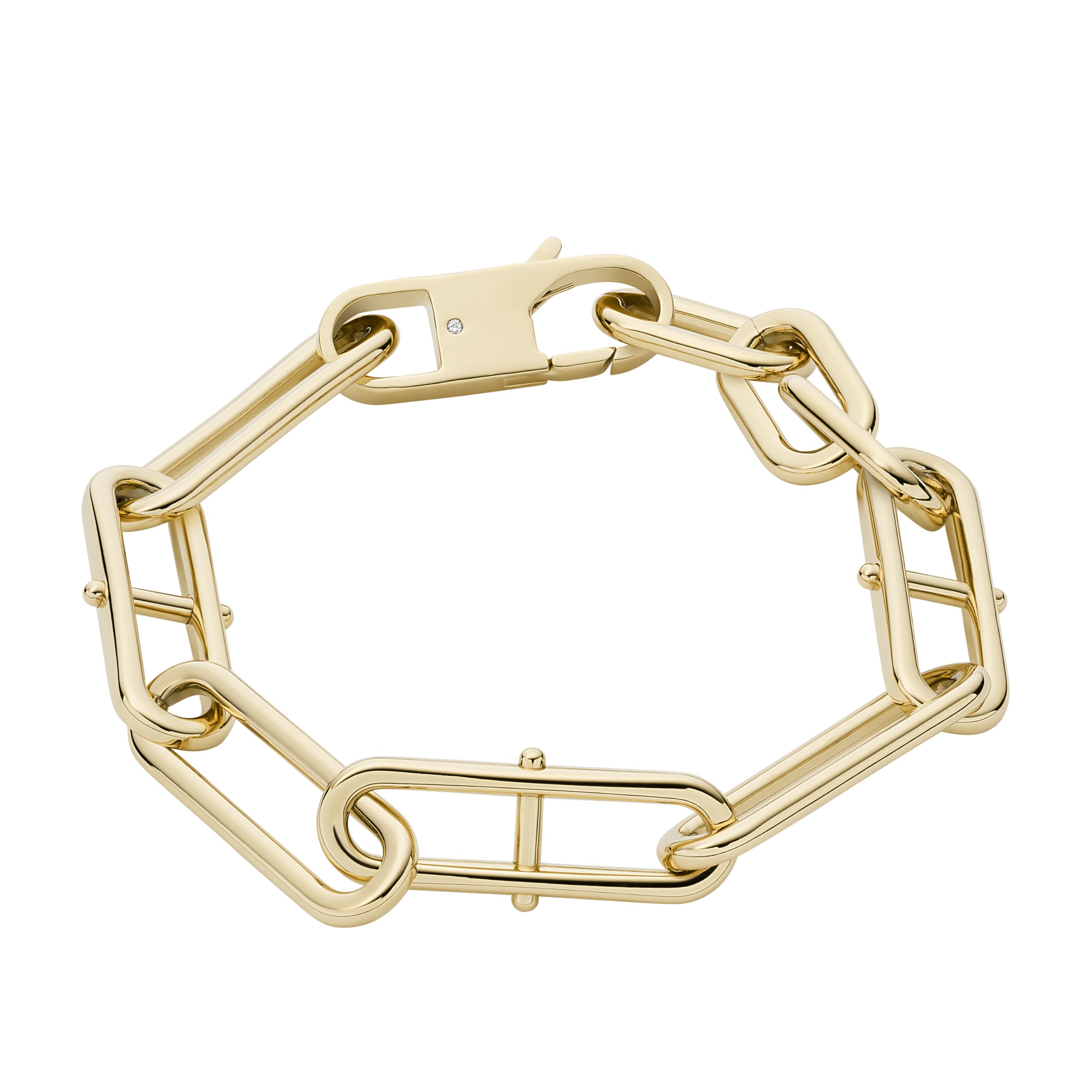 Fossil Womens Heritage D Link Stainless Steel Chain Bracelet, Color: Gold (Model: JF04234710)