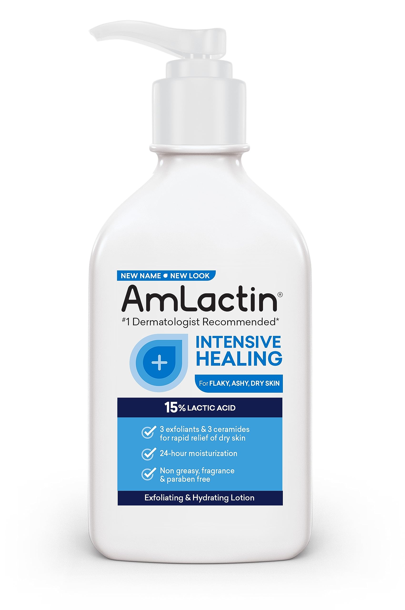 Amlactin Intensive Healing Body Lotion For Dry Skin - 7.9 Oz Pump Bottle - 2-In-1 Exfoliator And Moisturizer With Ceramides And