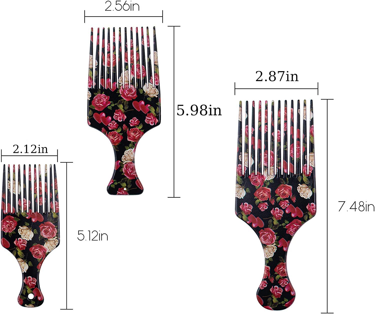AUEAR, 3 Pack Hair Pick Comb Smooth Fist Hair Picks for Afro Hair Plastic Lift Detangle Hair Comb African Hair Brush Hairdressin