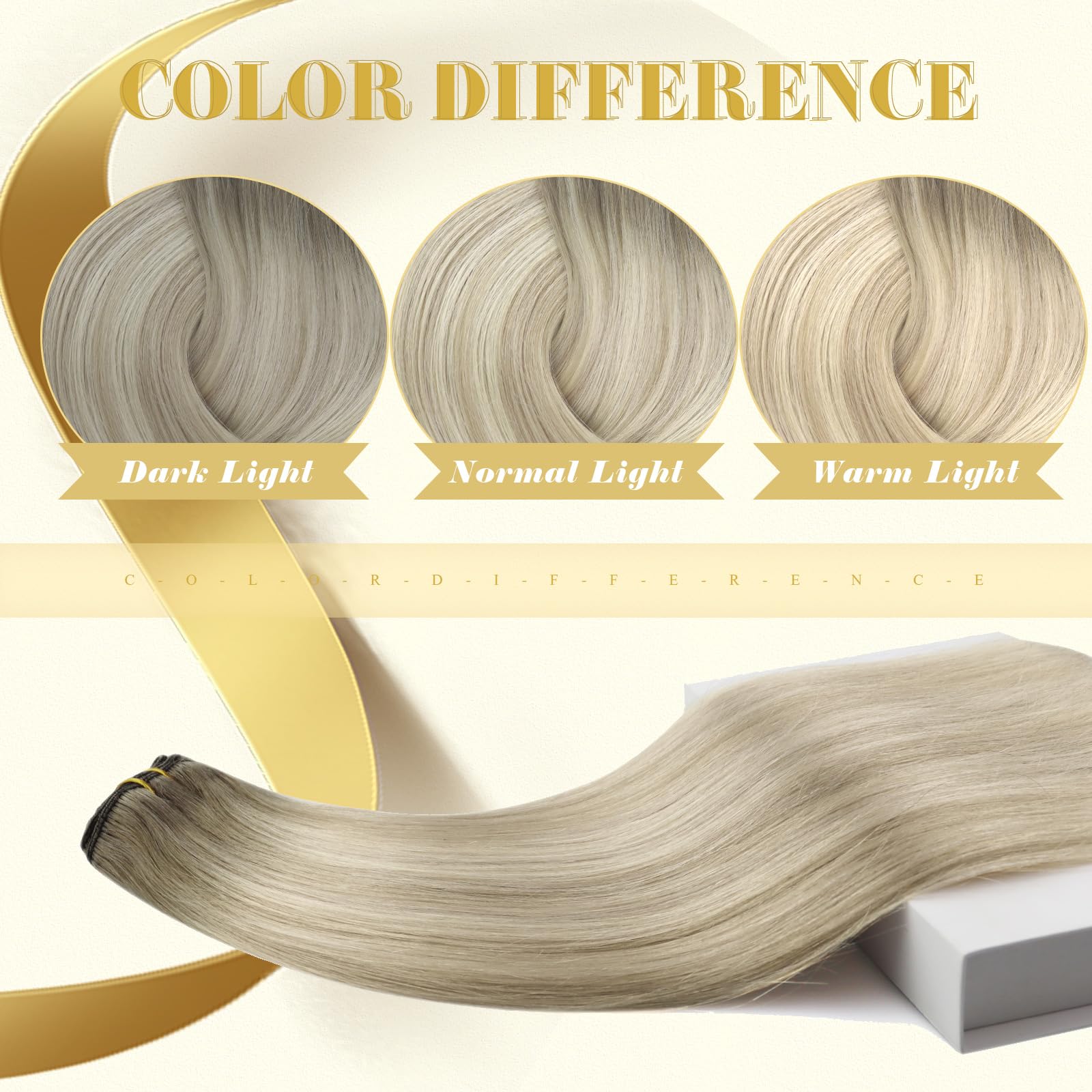 Ve Sunny Real Hair Clip in Extensions Blonde Ombre Clip in Hair Extensions Invisible Clip in Human Hair Extensions Ombre Ash Blo