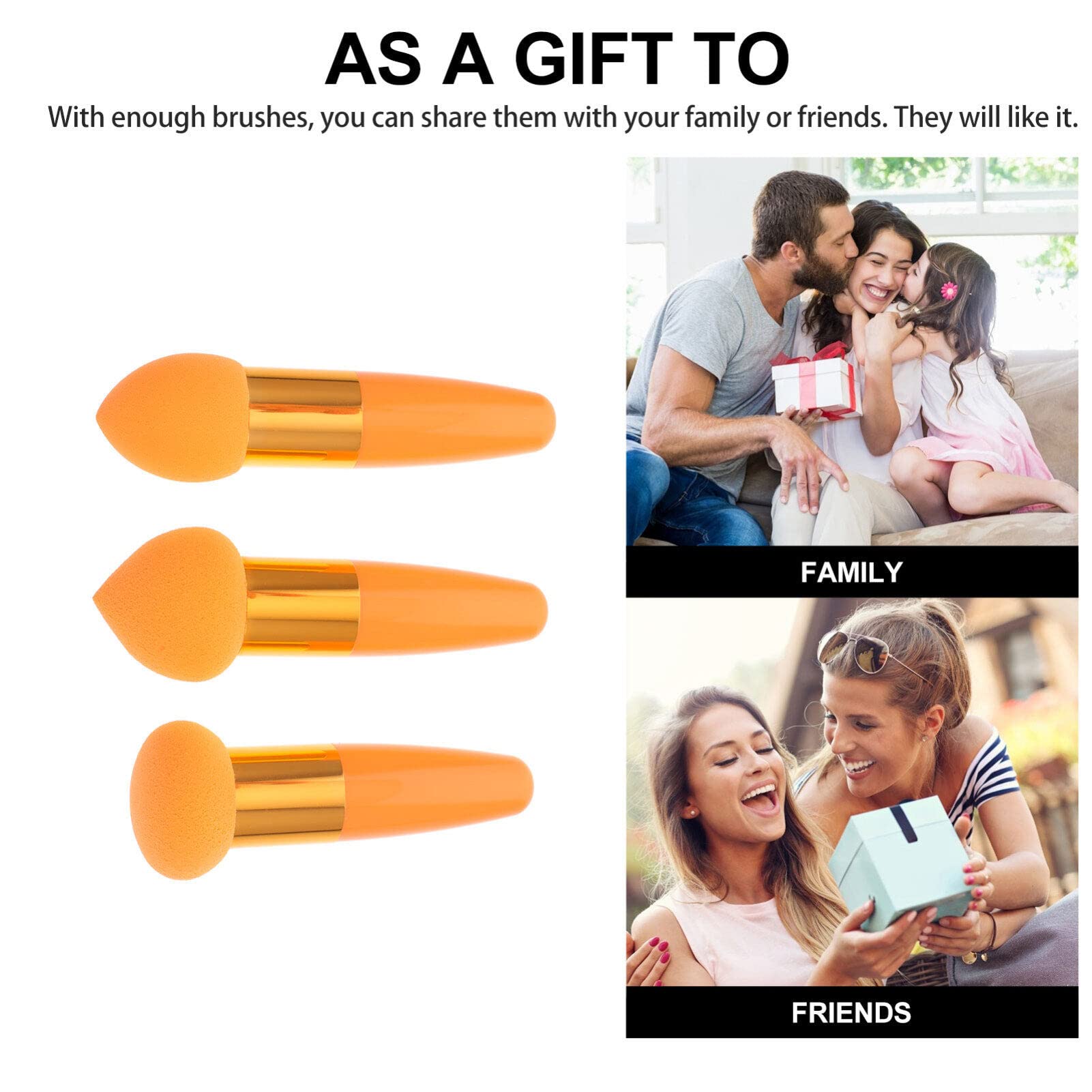 3Pcs Makeup Sponge Beauty Foundation Blending Sponge Makeup Sponge Wedge Foundation Sponges with Handle Cosmetic Professional Be