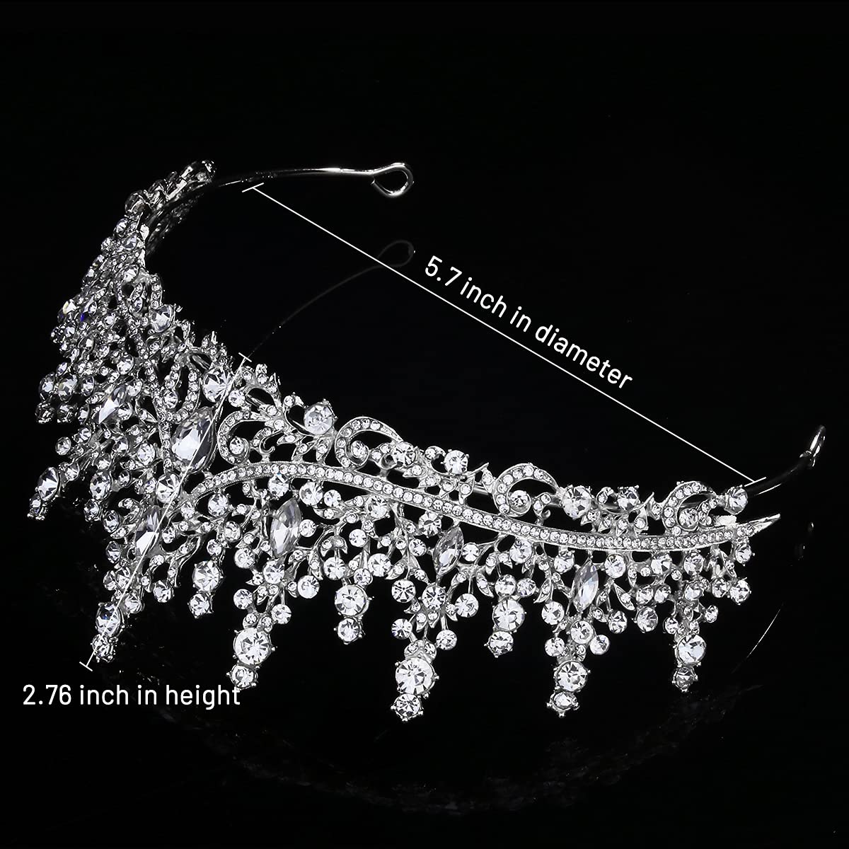 Tobatoba Silver Wedding Crystal Tiaras And Crowns For Women, Bride Royal Queen Headband Princess Quinceanera Headpieces For Birt