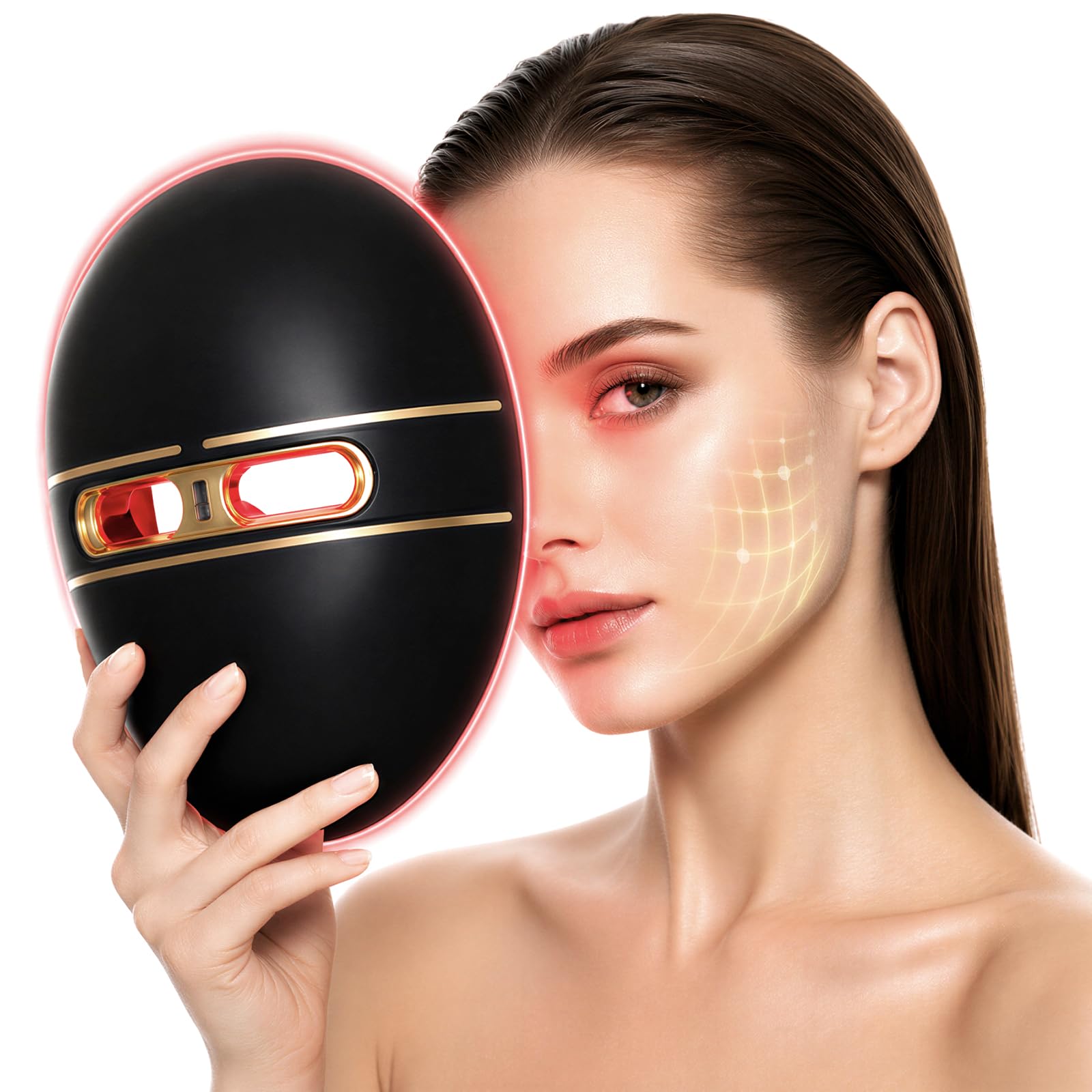 FSA Red Light Therapy Mask for Face, LED Mask for Acne Removal, Black