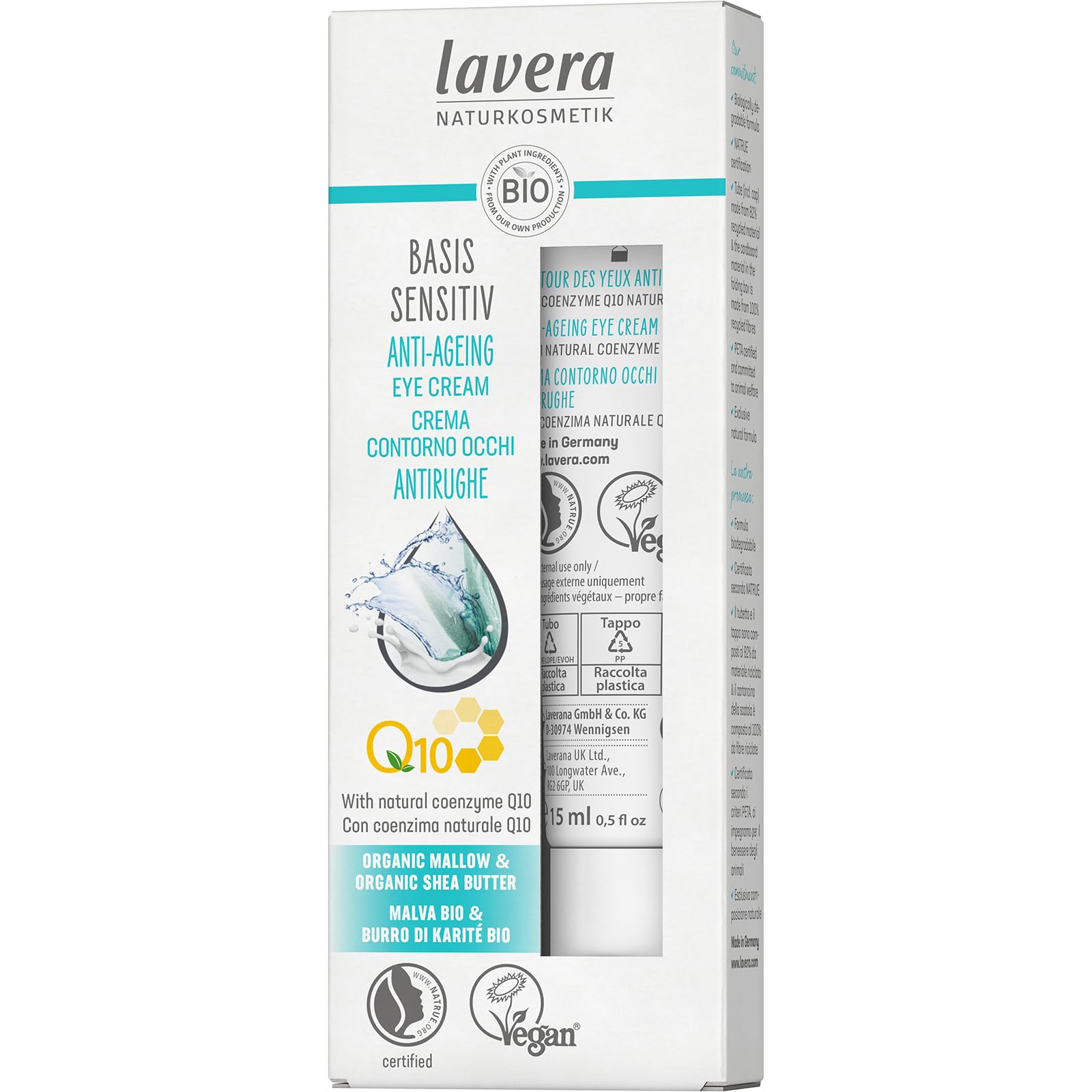 laveraA Anti-Aging Eye cream with innovative natural composition of coenzyme Q10, Organic Jojoba Oil & Aloe Vera to actively fig