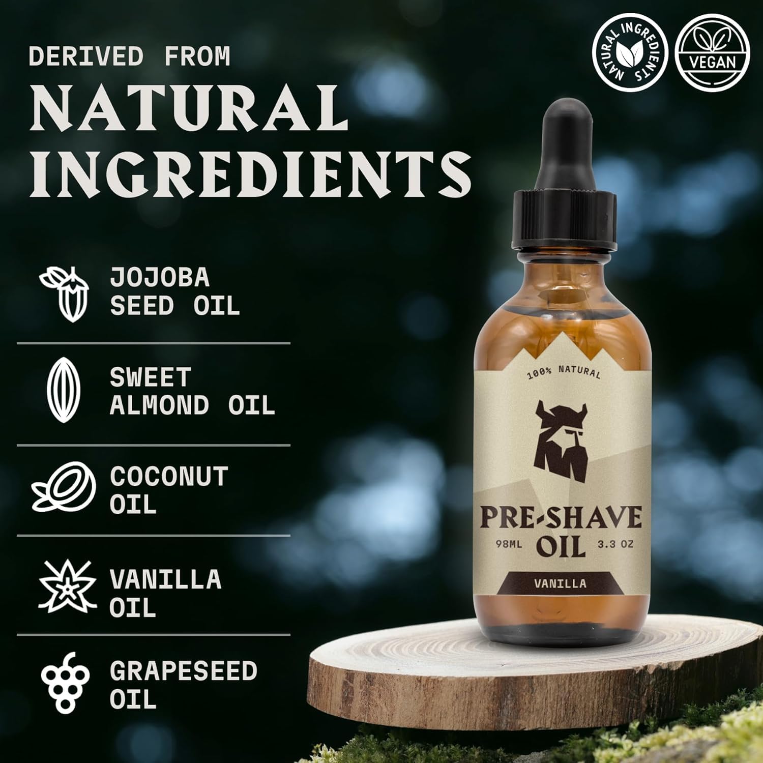 Striking Viking Pre-Shave Oil For Men - Face Shaving Oil With Vanilla Scent - 3.3 Oz - Smooth Glide & Protection For Safety Razo