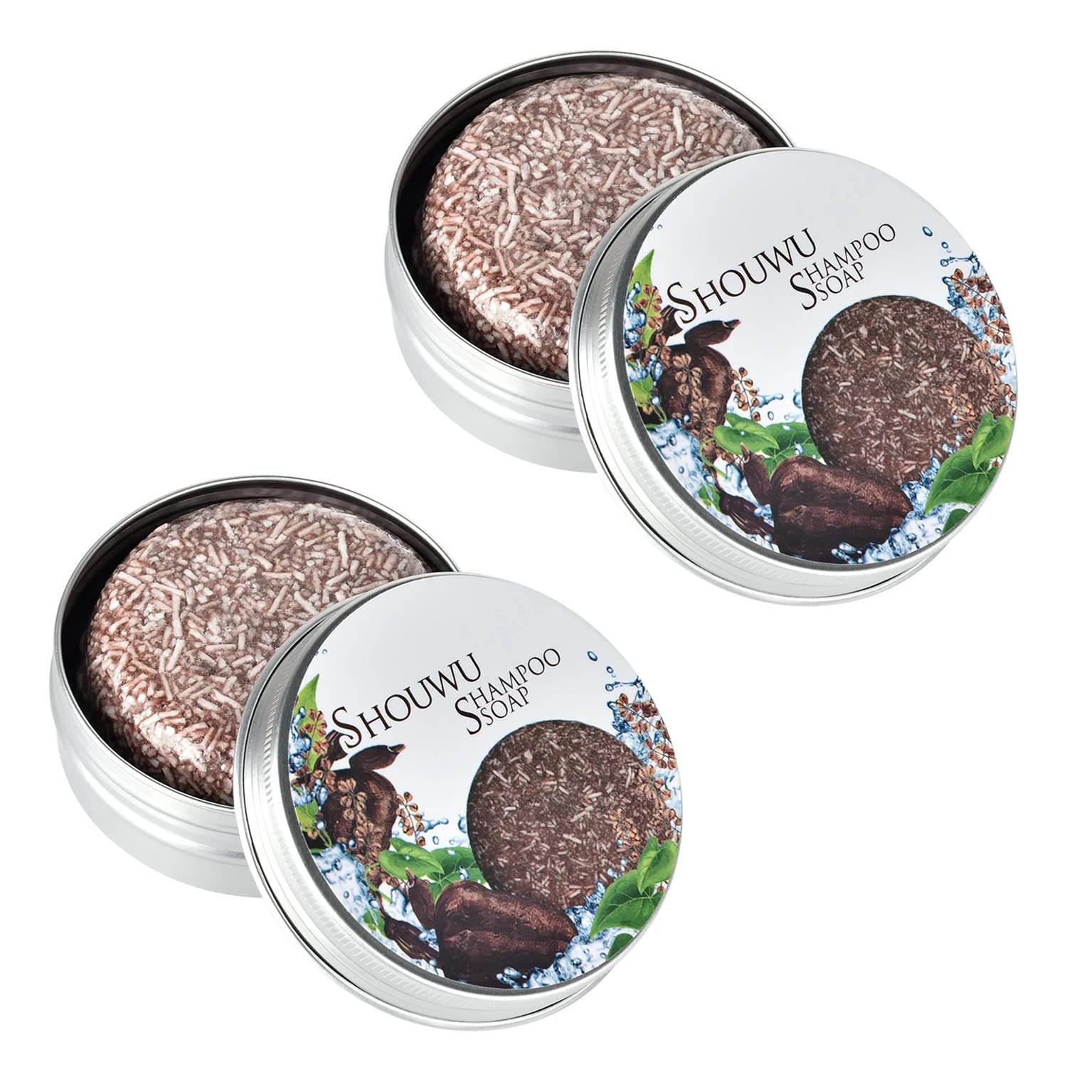 CROOT 2 PCS Hira Darkening Shampoo Bar, Hira Shouwu Darkening Shampoo Bar,Darkening Shampoo Bar for Gray Hair,Damaged Hair (shou