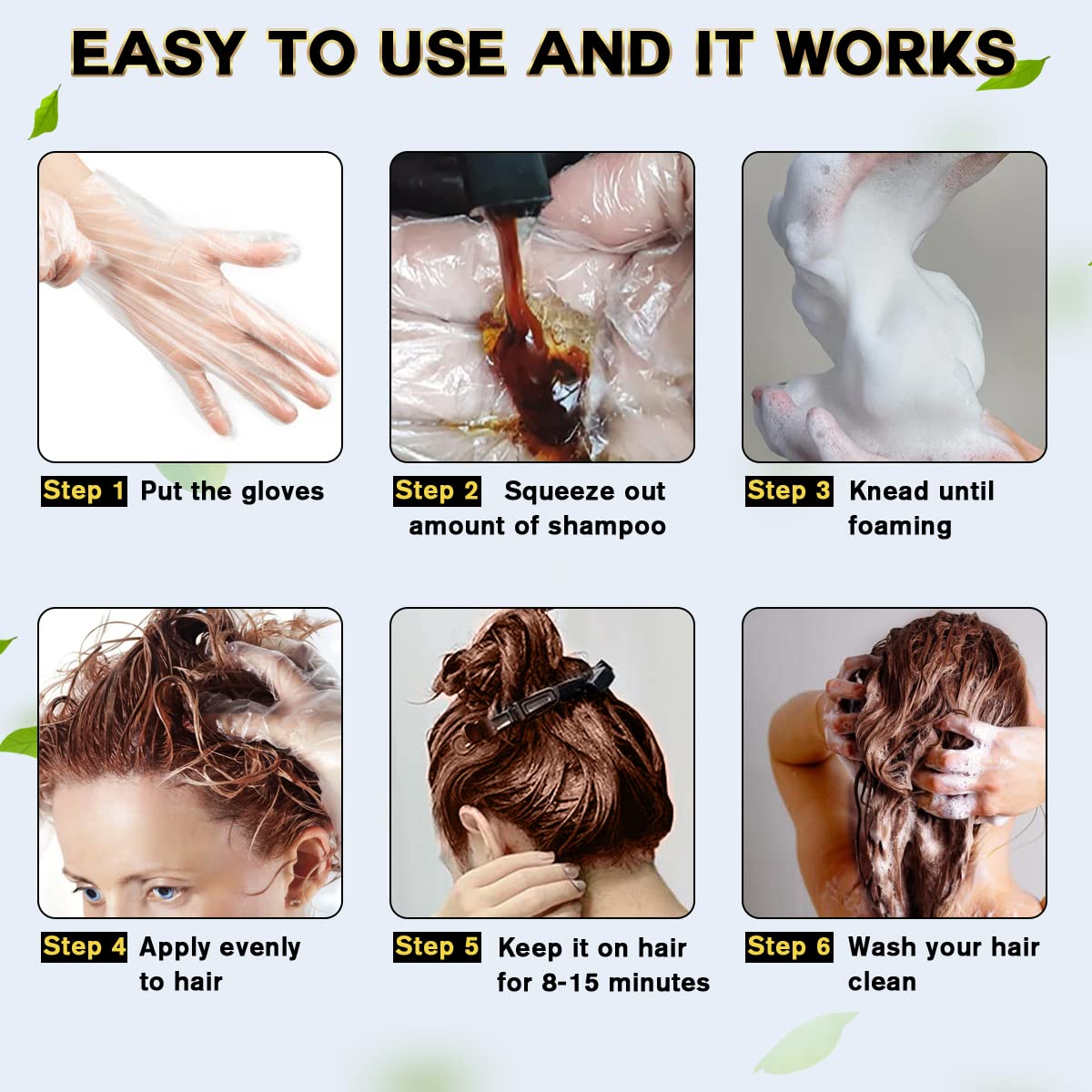 Iiimeidu Dark Brown Hair Dye Shampoo 3 In 1, Instant Hair Color Shampoo For Women Men, Herbal Ingredients Coloring In Minutes 50