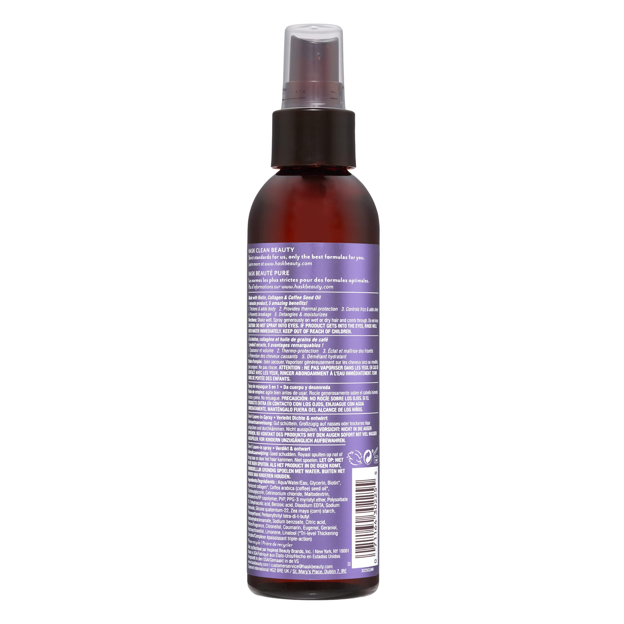 Hask Thickening Biotin 5-In-1 Leave In Conditioner Spray For All Hair Types, Color Safe, Gluten Free, Sulfate Free, Paraben Free