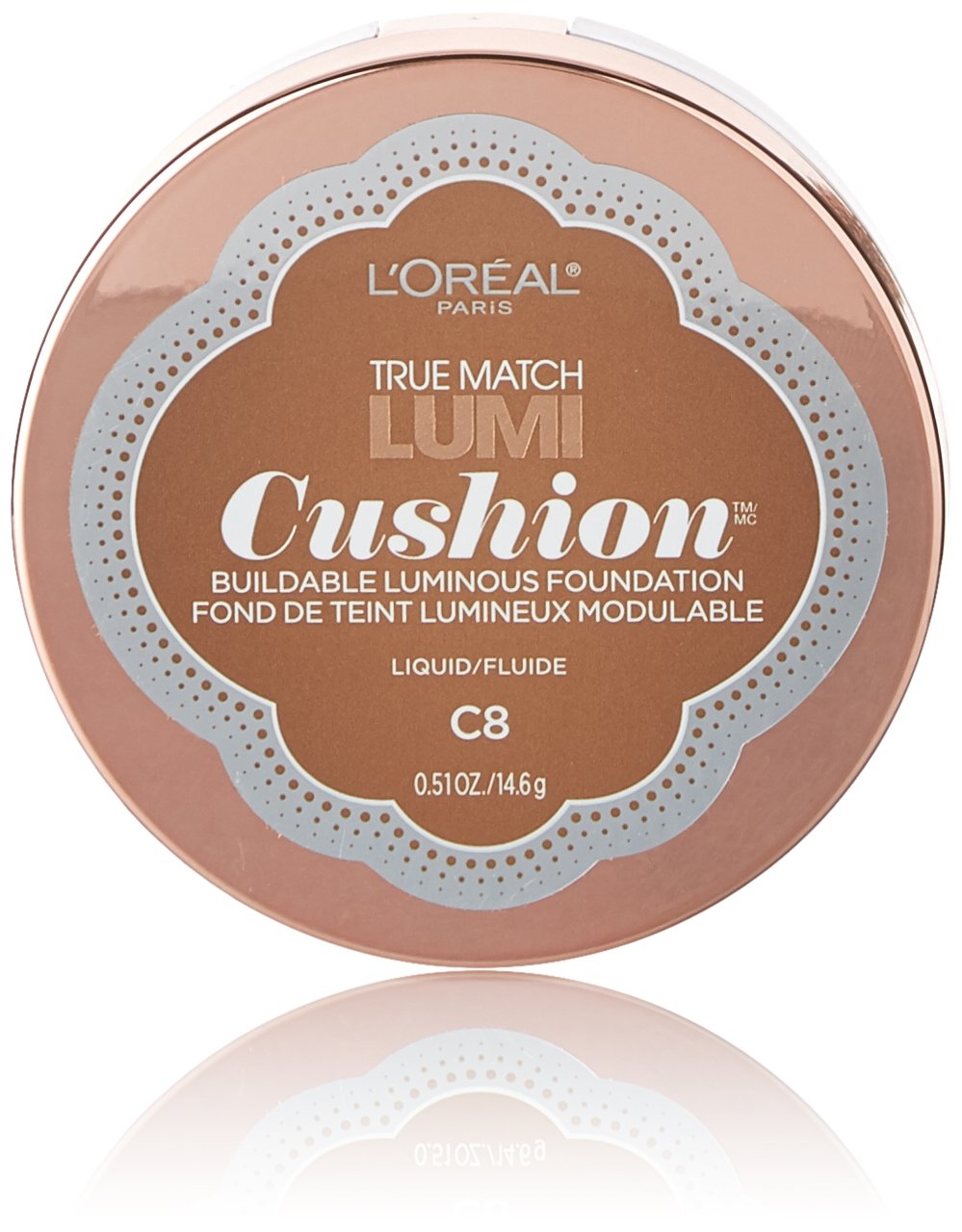 L'Or  al Paris True Match Lumi Cushion Foundation, C8 Cocoa, 0.51 oz.