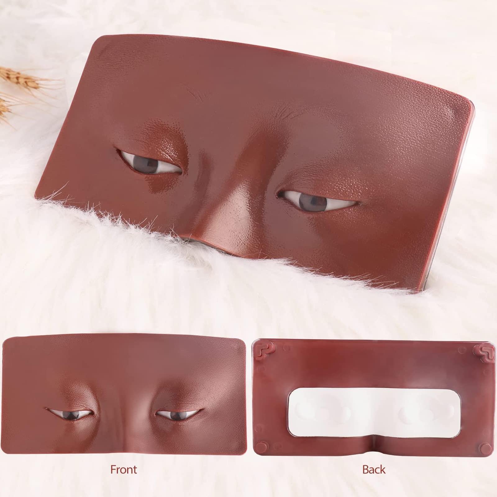Bueuo Makeup Practice Face Board, 3D Silicone Mannequin with 5 Brushes, Black, Model MPF-B, Ideal for Beginners and Professionals