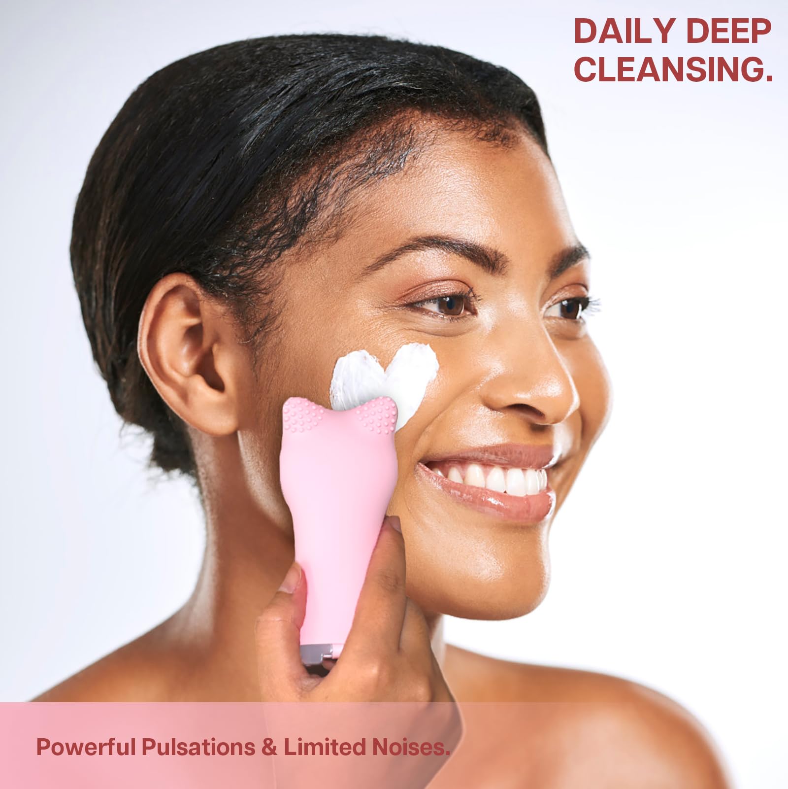 Vraiko Mia Facial Cleansing Brush, Waterproof Rechargeable Face Cleansing Brush, With Soft Silicone And Adjustable Sonic Vibrati