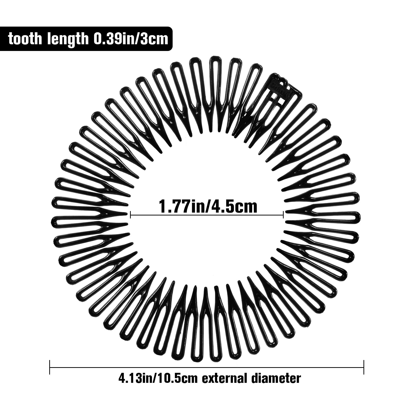 Shappy Hairband, 9 Pieces Full Circular Stretch Comb Flexible Plastic Circle Comb Stretch Hairband Headband Holder For Women Gir