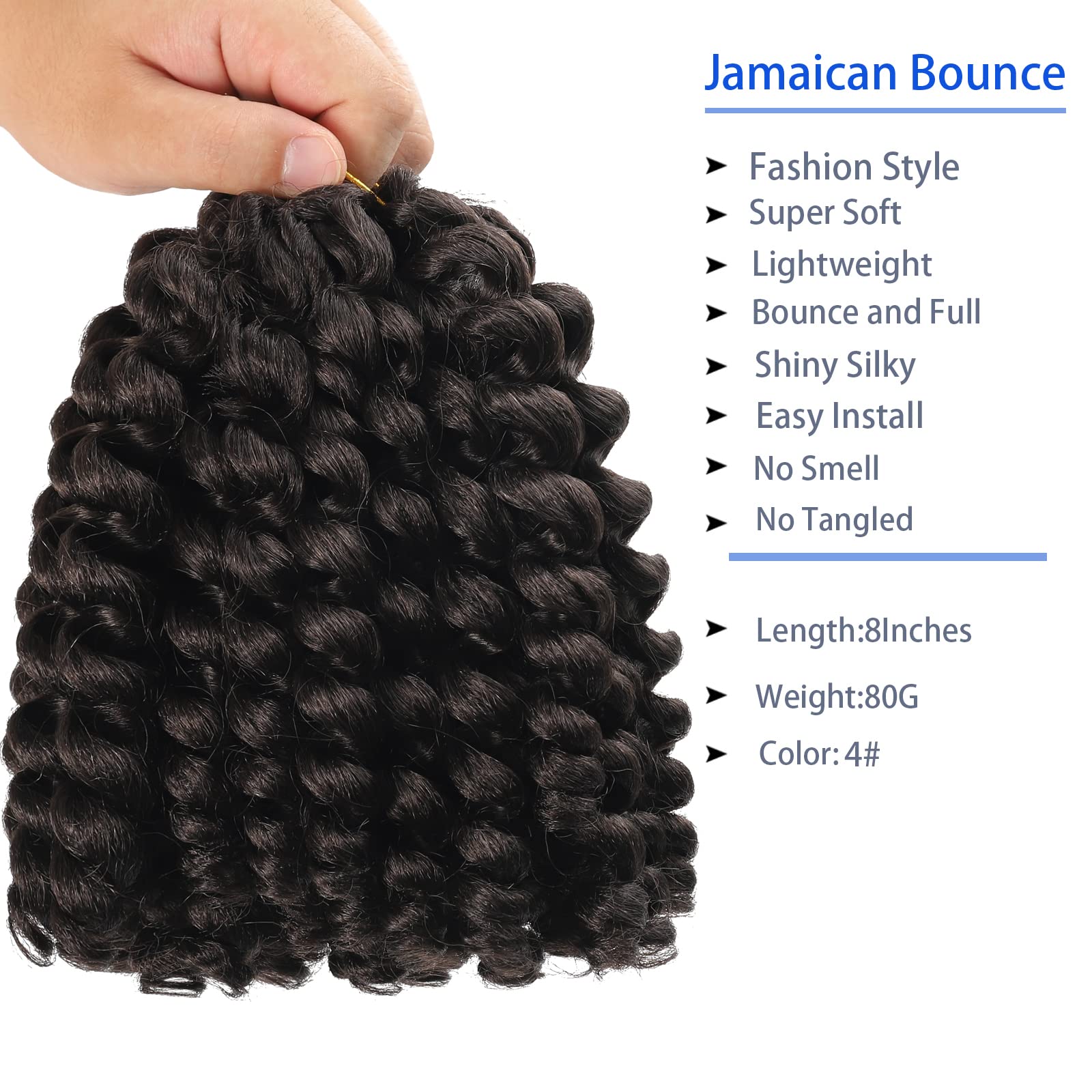 3Packs 2X Ringlet Wand curl Jamaican Bounce 8 inch Synthetic crochet Hair Extensions crochet Braiding Hair 20 Roots (4)
