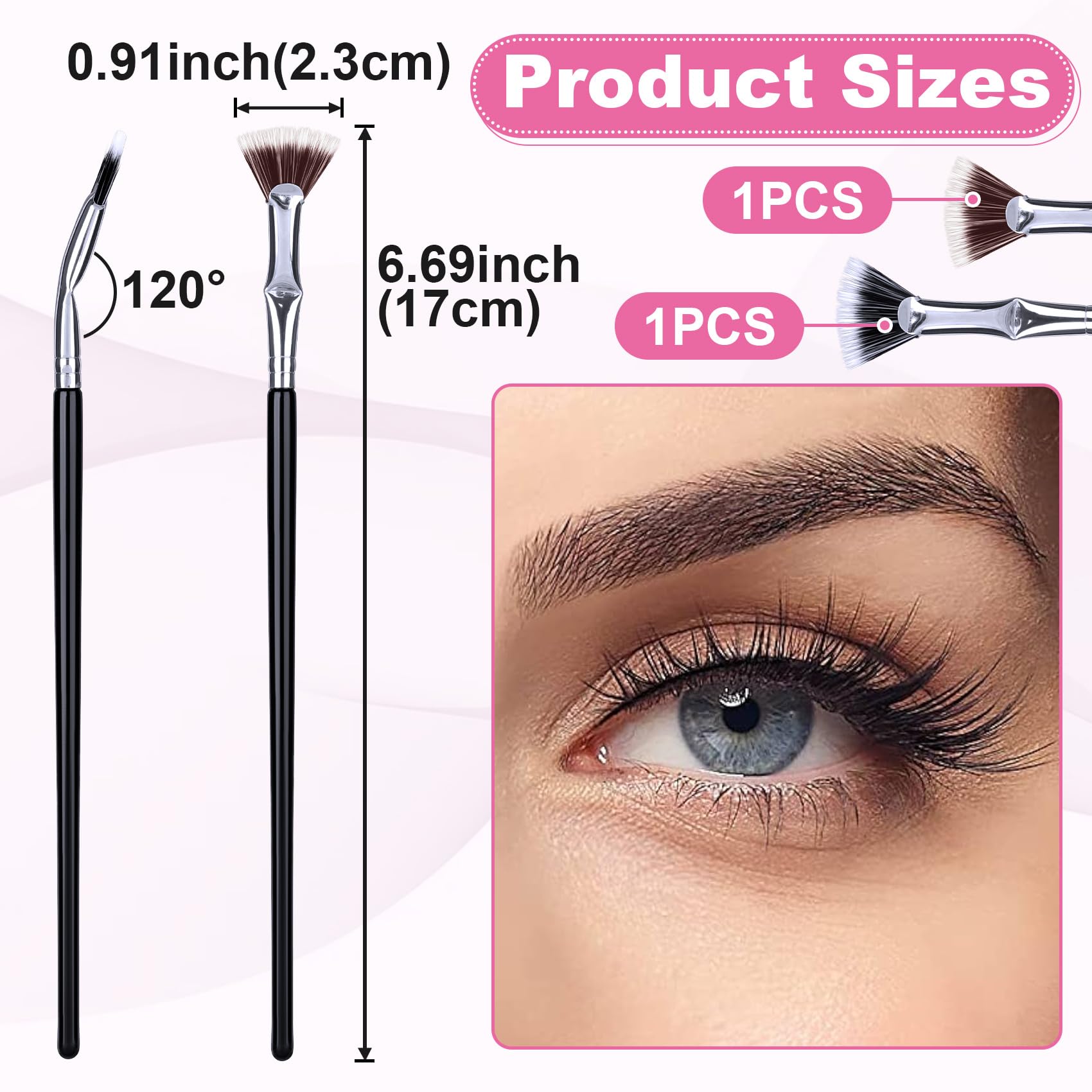 Pagow 2 Pcs Folding Angle Scalloped Lash Brush, Multifunctional Mascara Fan Brush For Lashes, Mascara Brush Eyelash Comb Separat