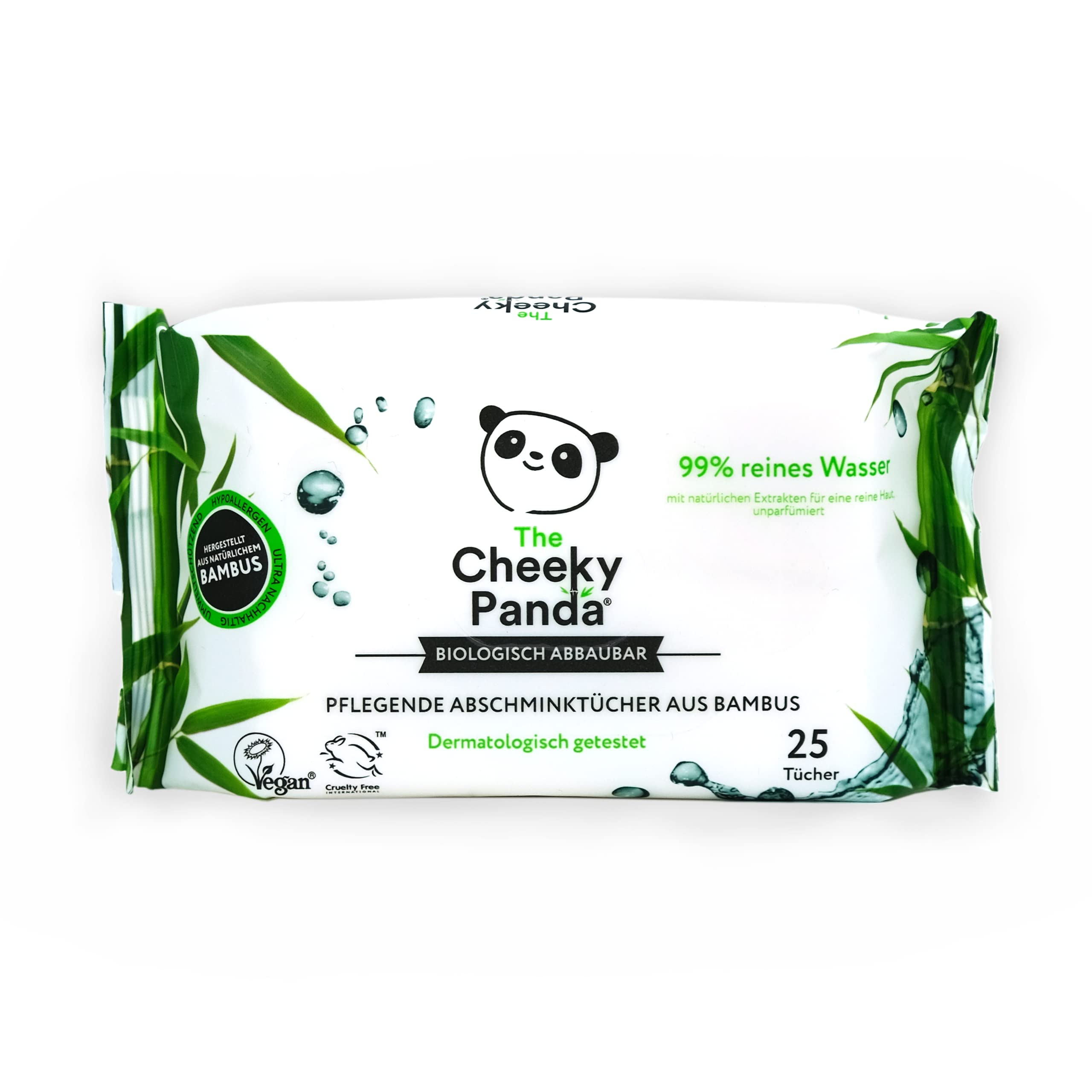 The Cheeky Panda Face Cleansing Wipes  Pack Of 25 Flushable Makeup Remover Wipes  Biodegradable Bamboo Tissue Facial Wipes