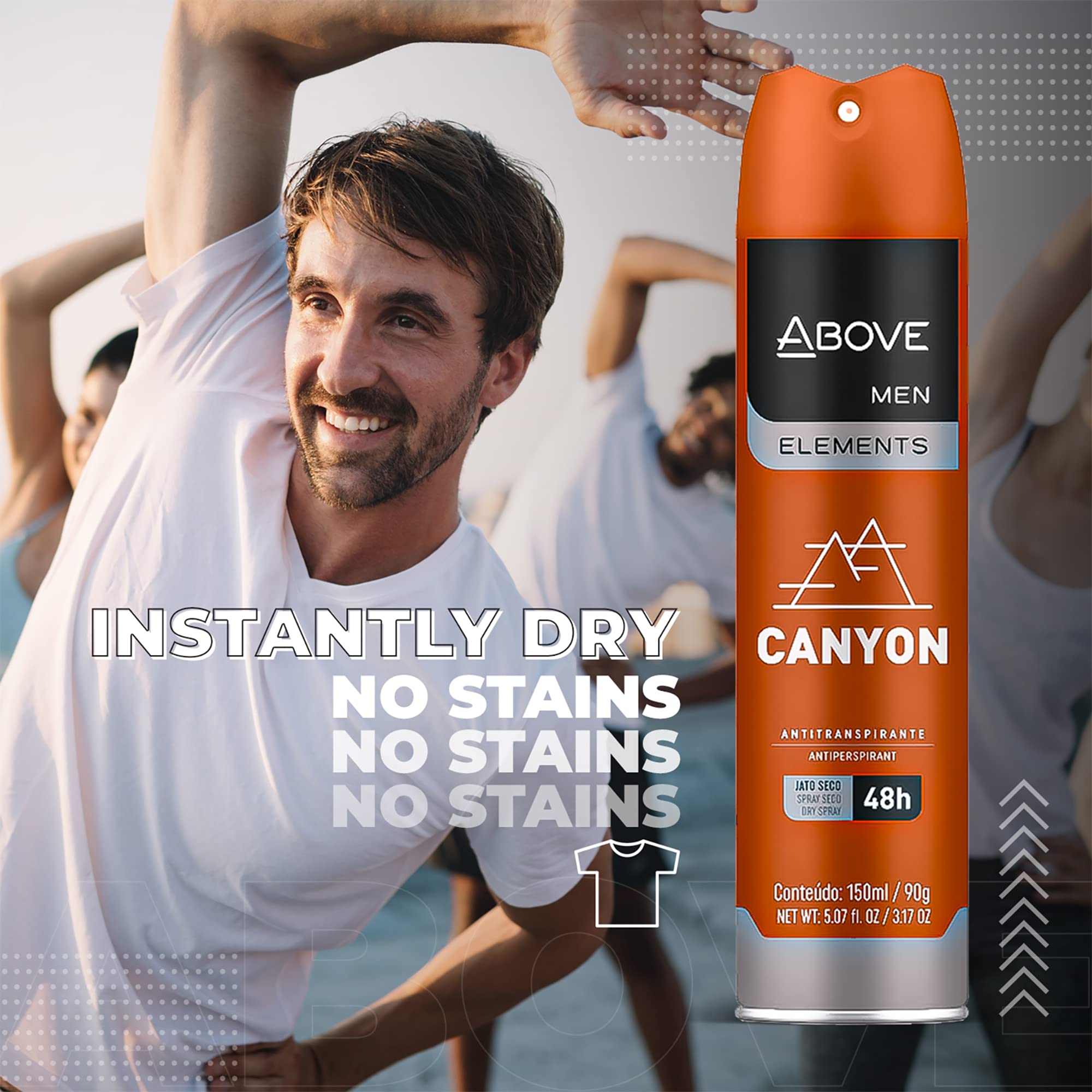 Above Canyon - 48 Hours Antiperspirant Deodorant - Dry Spray For Men - Notes Of Bergamot, Lemon And Apricot - Protects Against S