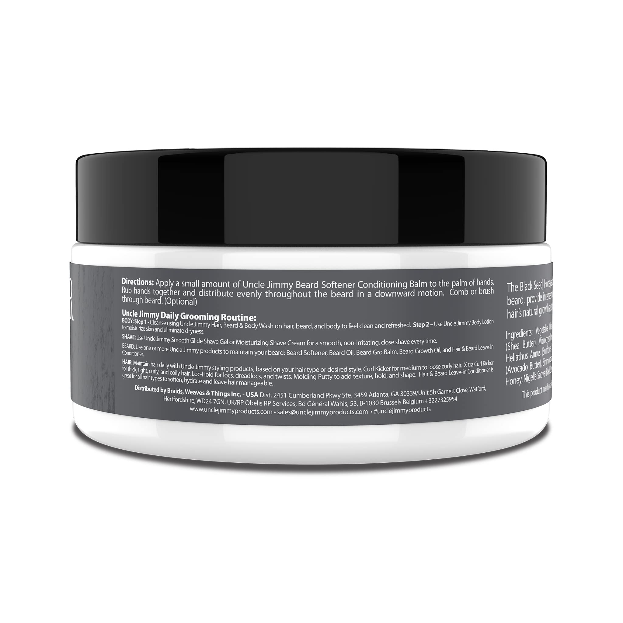 Uncle Jimmy Beard Softener Balm for Men - Hydrates & Tames Flyaways - 2 Fl Oz - White - Model BE81124