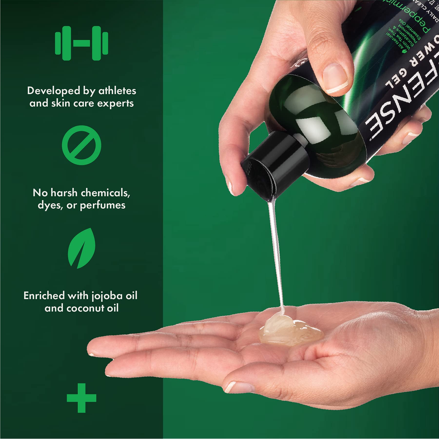 Defense Soap Organic Peppermint + Tea Tree Body Wash Combo | All Natural Shower Gel With Tea Tree Oil, Eucalyptus Oil. Wrestling