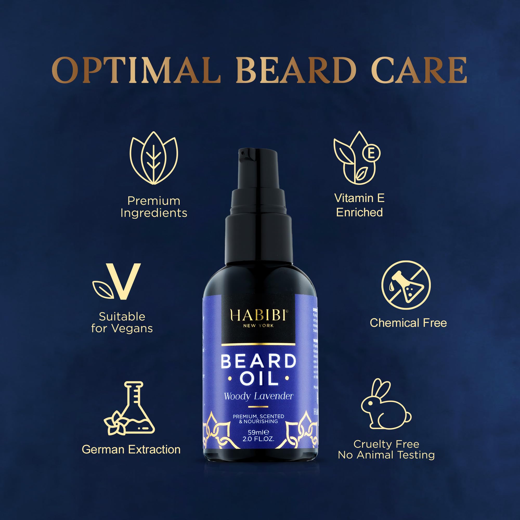 H Habibi Woody Lavender Beard Oil 2.0 Fl. Oz - Nourishing Blend, Scented Beard Oil For Men, Beard Growth Oil. Made In Usa.