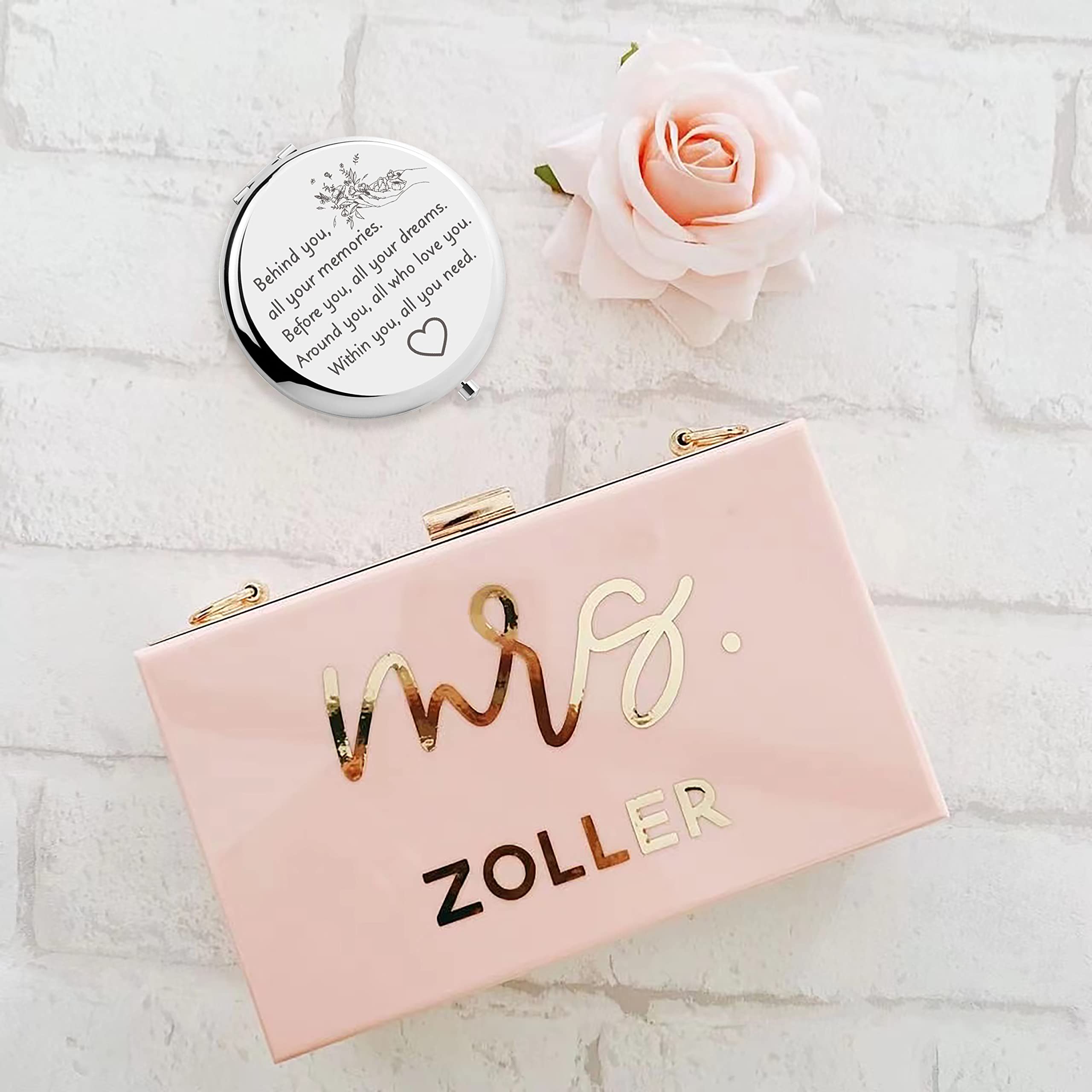 Ysunm Ming Heng Inspirational Personalized Travel Pocket Compact Makeup Mirror Gift For Sister, Best Friend, Classmate, Colleagu