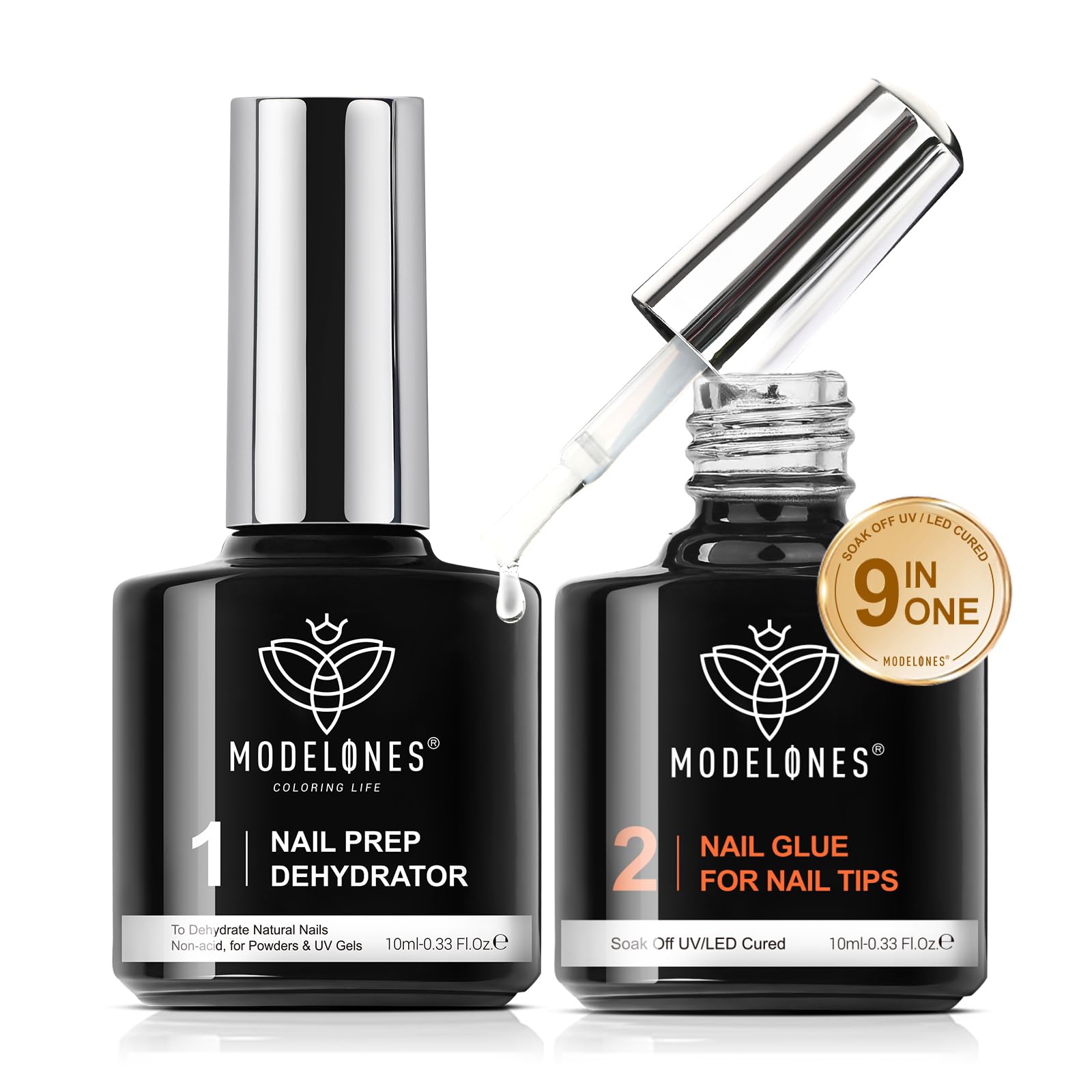 Modelones 9 In One X Gel Nail Glue Prep Dehydrator For Acrylic Nails/Bloom Gel/Adhesive Bond, Long Lasting Curing Needed