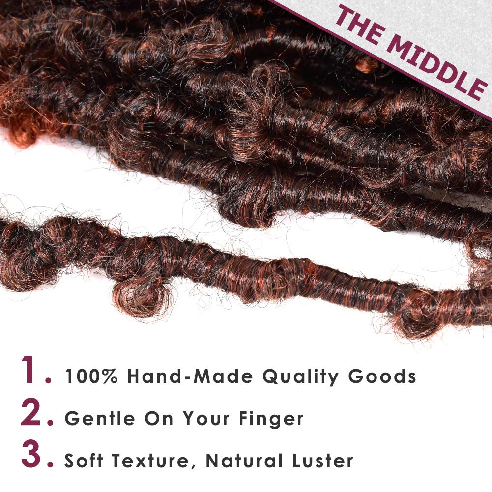 Niseyo 10 Inch Soft Butterfly Locs Crochet Hair 6 Packs Handmade Pre Looped Ombre Ginger Red Distressed Faux Locs Crochet Butter