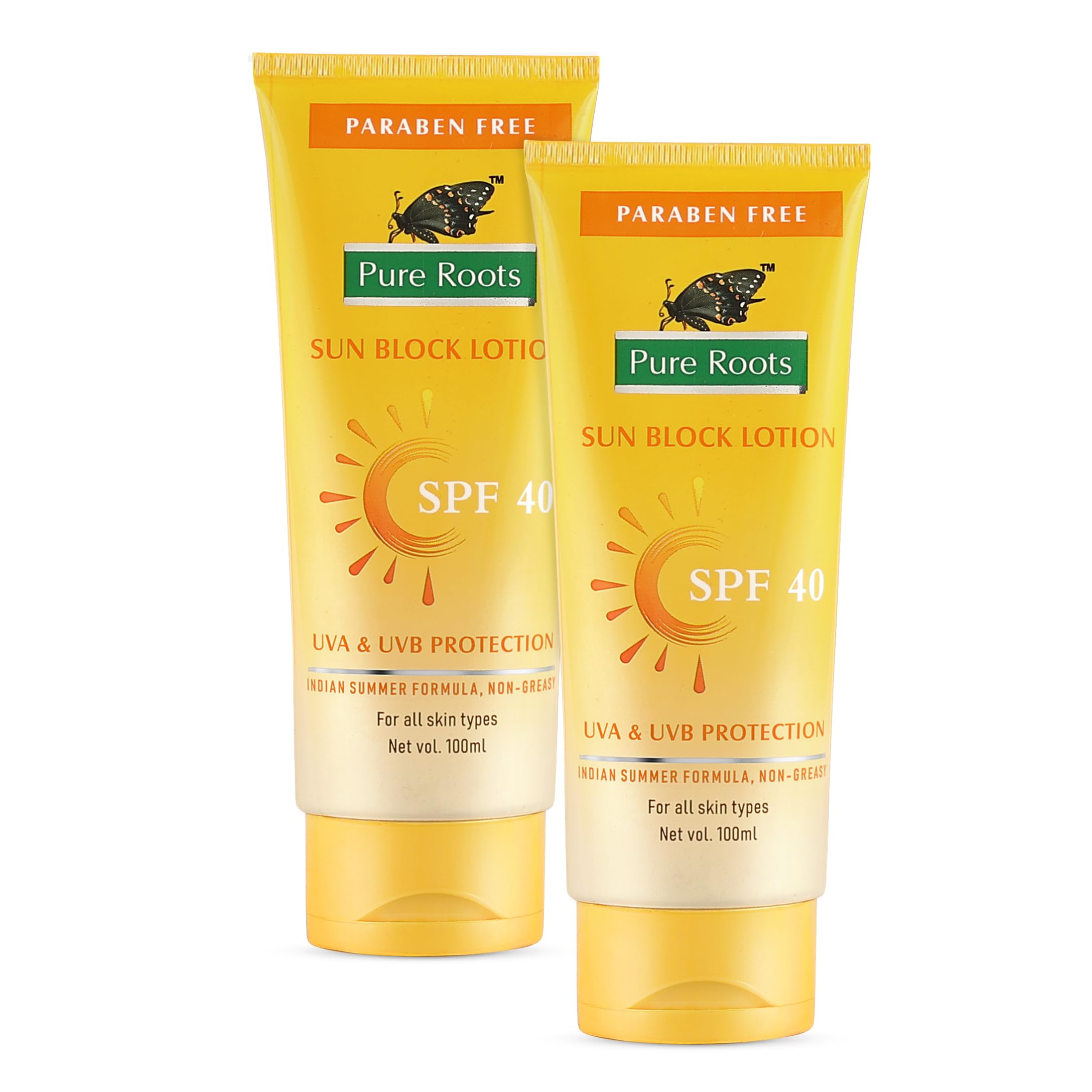 Pure Root 100ml, Pack of 2 Sunscreen Sun Block Body Lotion SPF 40 for Summer UVA & UVB Sun Protection Lotion, Pack of 1 | Hydrat