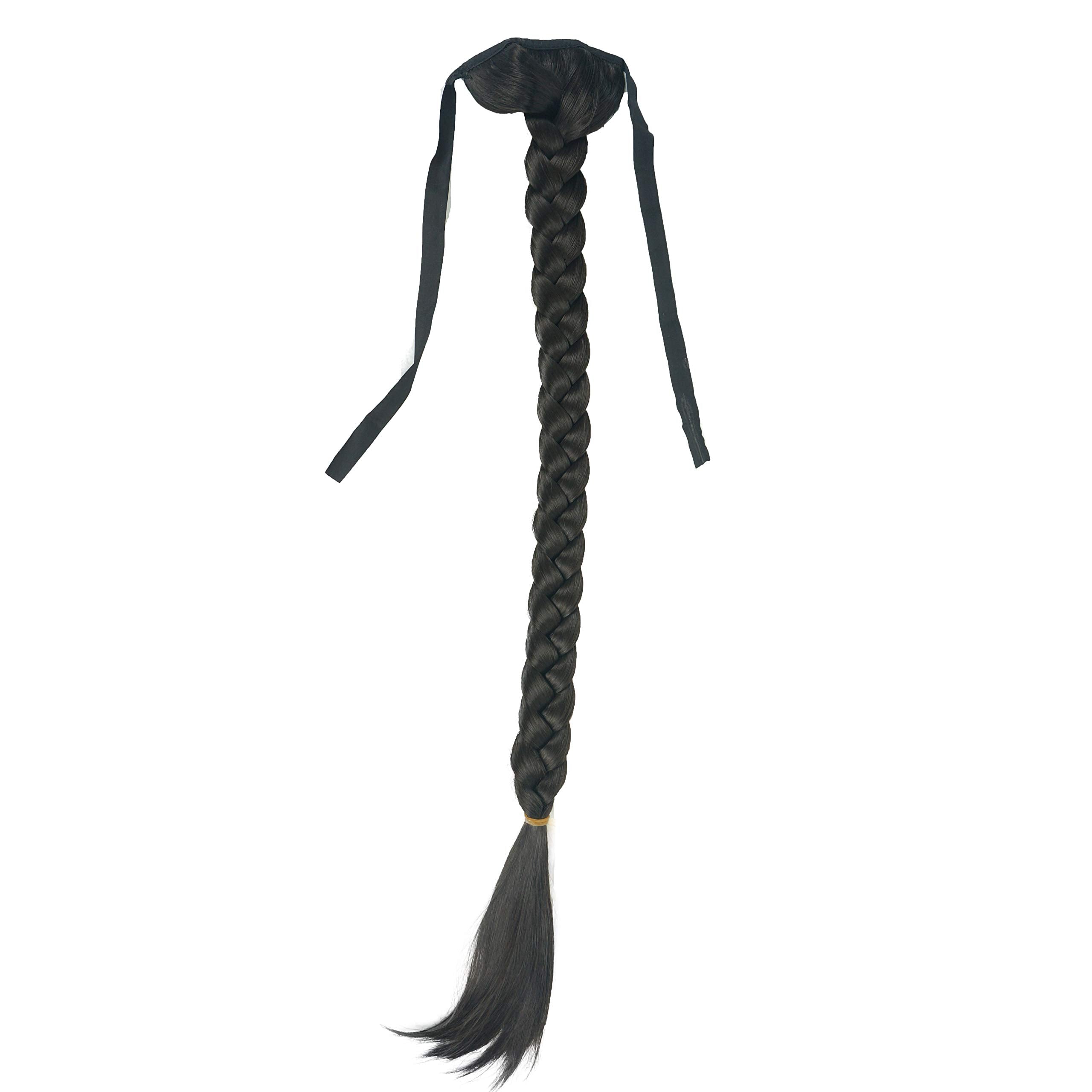 Lydell 24'' Long Fishtail Braid Wrap Around Ponytail Extension Synthetic Hairpiece #4 Dark Brown