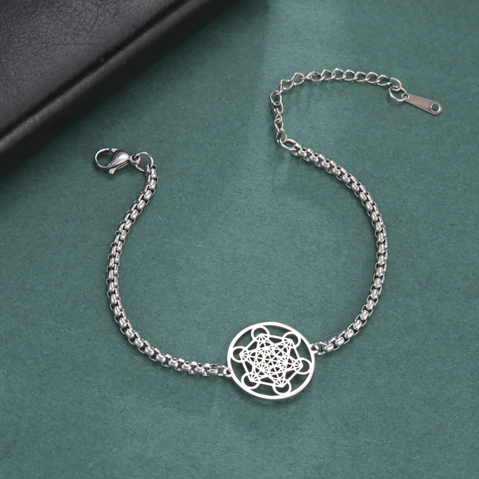 UNIFT Metatrons Cube Bracelet for Women Men Stainless Steel Archangel Metatron Cube Bracelet Sacred Geometry Talisman Jewelry (s