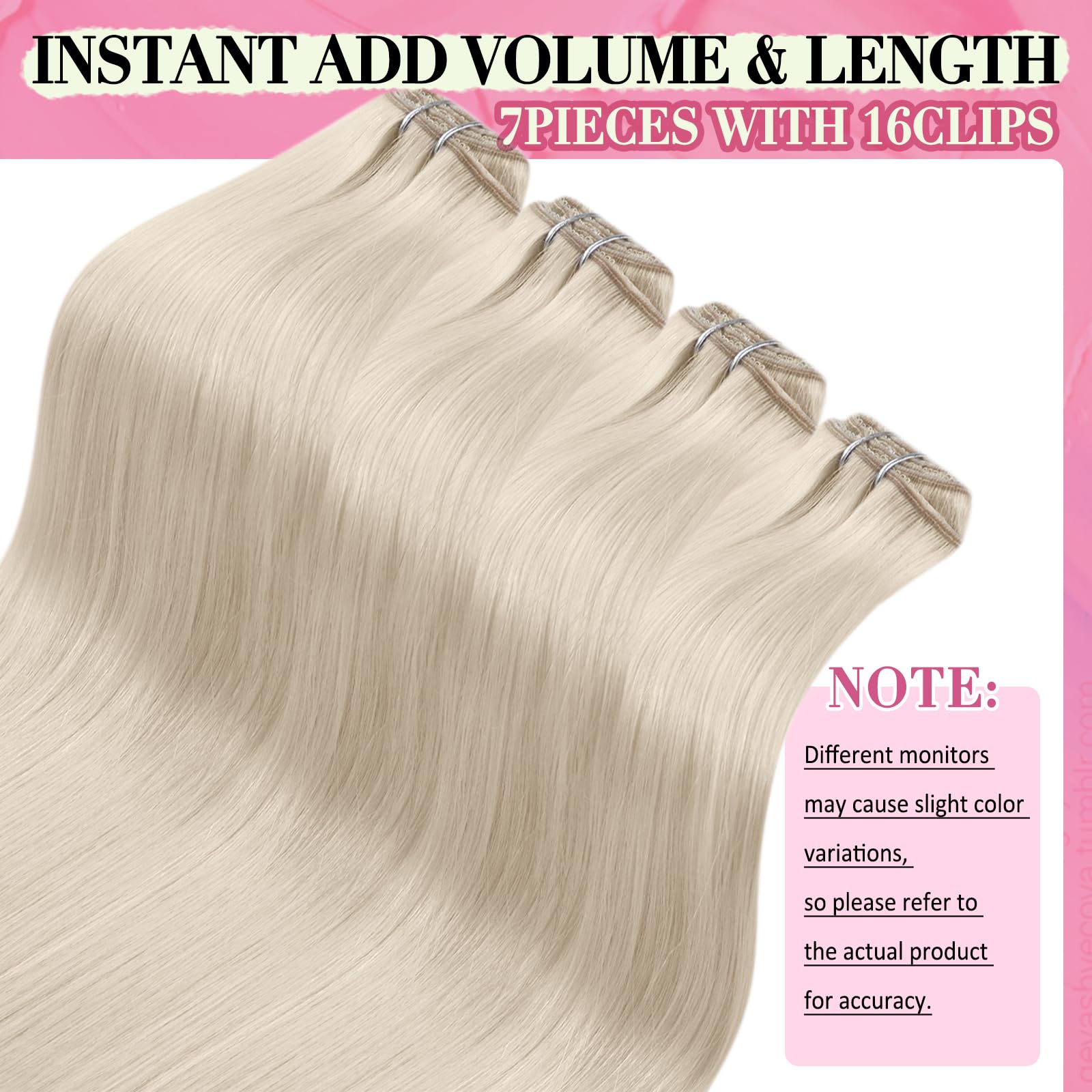 YoungSee 135G Lace Clip in Human Hair Extension Blonde Clip in Hair Extensions Platinum Blonde Dyable with Natural Luster Textur