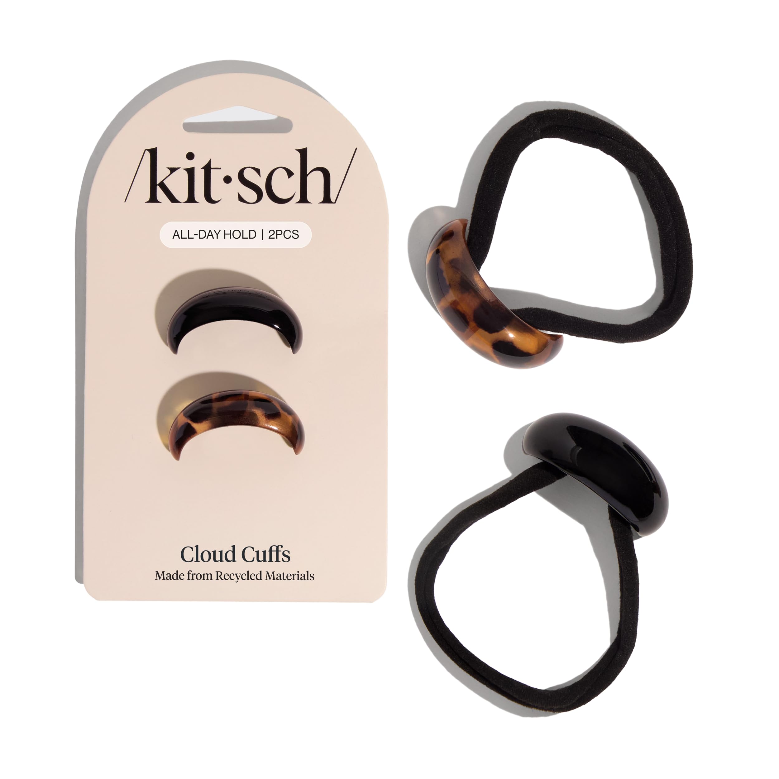 Kitsch Small Hair Cuffs for Braids & Ponytails - Sleek Hair Ties No Damage for Women | Recycled Plastic & Nylon Elastics | Styli