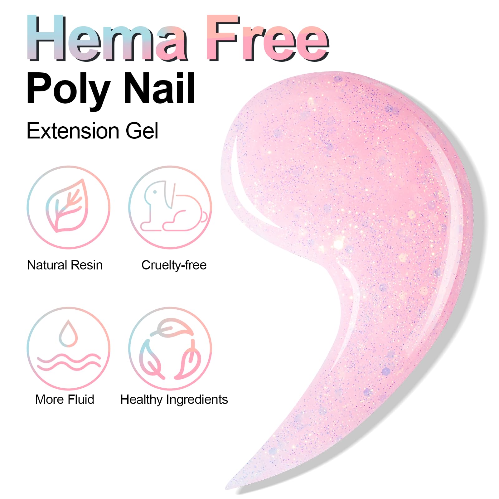 Nxj Infilila Poly Nail Gel Builder Gel For Nails, 50Ml Baby Pink Poly Nail Gel, Glitter Poly Nail Gel Colors, Nail Extension Gel