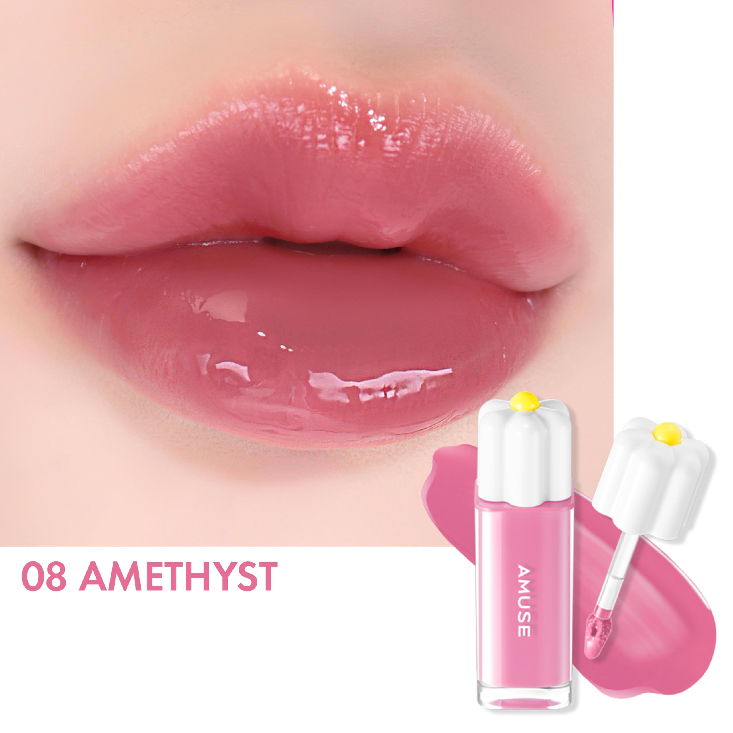 Amuse SEOUL Daisy Flower Dew Tint 08 AMETHYST | 35% High-moisture Water Tint, Long-lasting, Vitamin E Acetate, Moisturizing, No