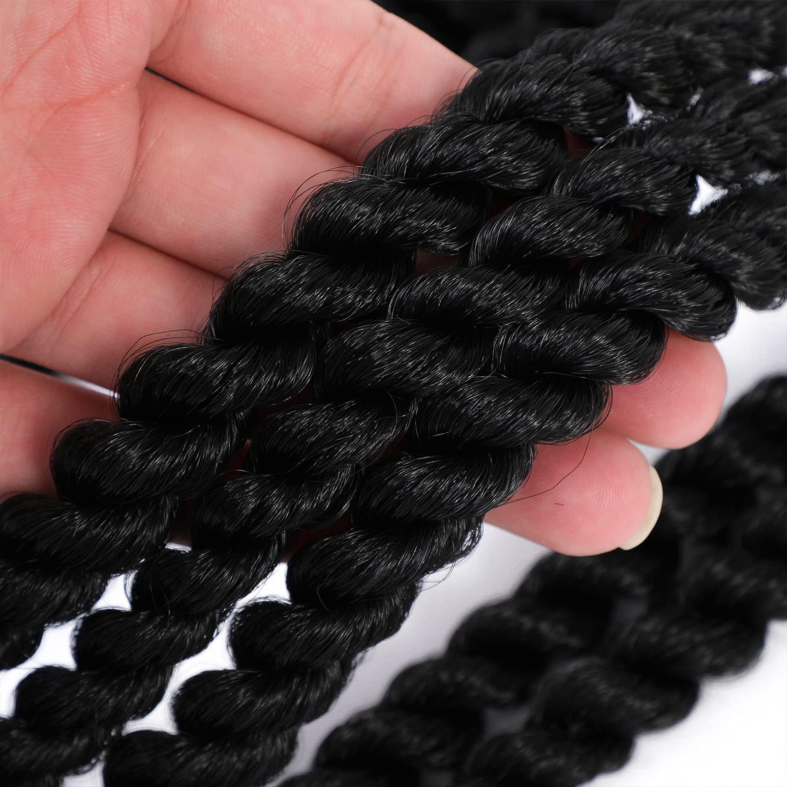 Admutty Havana Twist Crochet Hair 6 Packs 18 Inch Crochet Braids Senegalese Twist Crochet Braiding Hair (T1B/Bug)