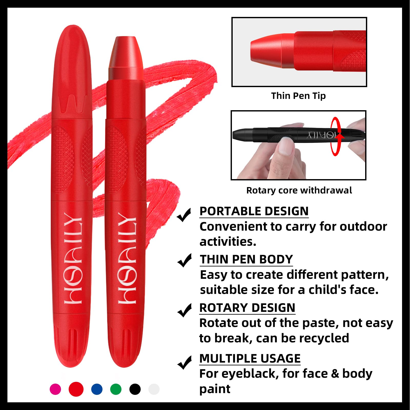Hosaily Eye Black Stick, Red Eyeblack Sporting Face Paint For Softball Baseball Football Lacrosse Long Lasting Cream Face Body P