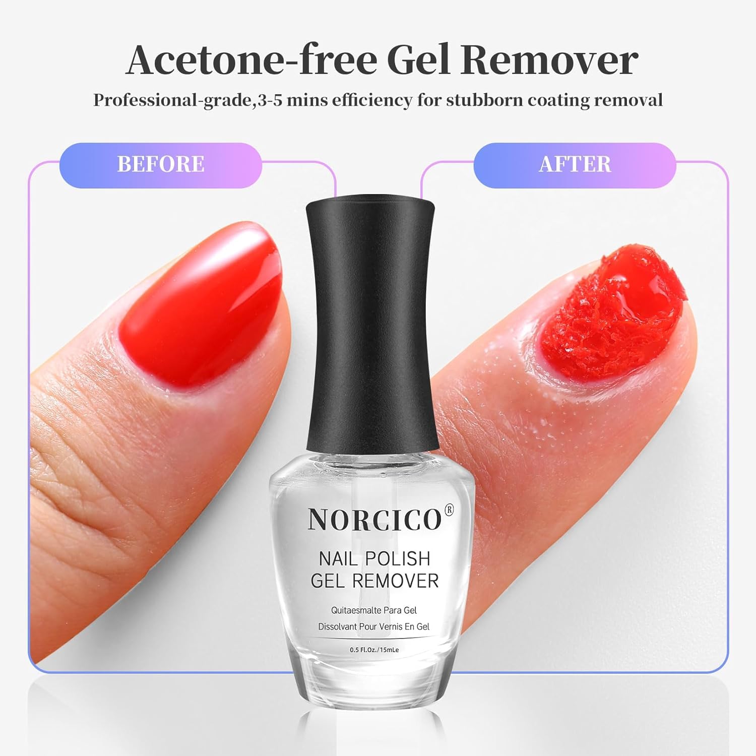 Gel Polish Remover, Professional Gel Remover for Nails, Quick & Easy Polish Remover In 3-5 Minutes, No Need for Foil Soaking Or
