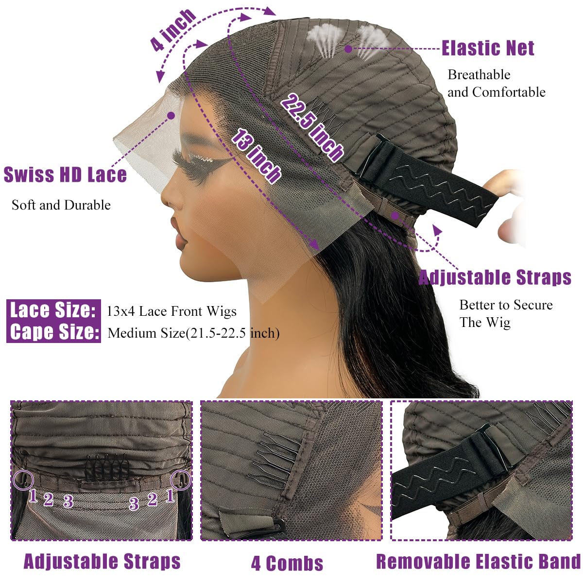 Ladywow Body Wave Lace Front Wigs Human Hair 13X4 Hd Lace Front Wigs Human Hair Wigs For Black Women 26 Inch Glueless Frontal Wi