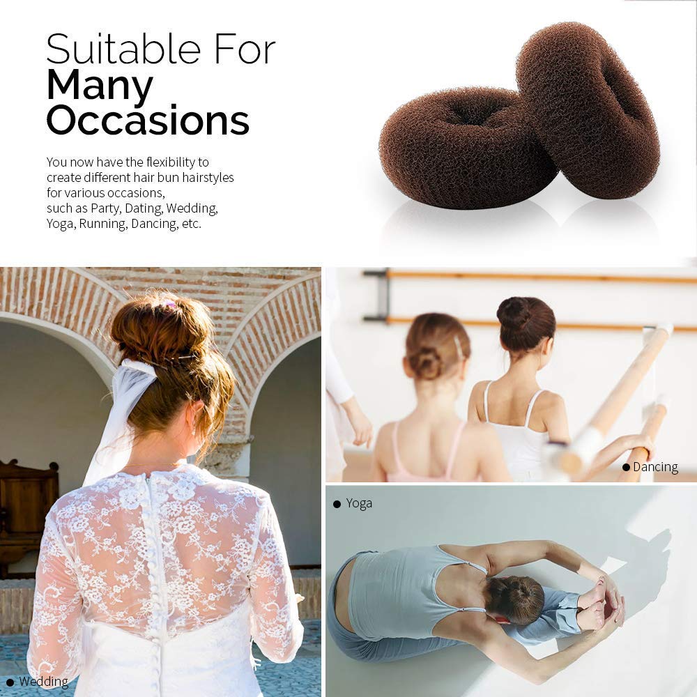 Hair Donut Bun Maker, Ring Style Bun, 2PCS Chignon Hair Increase Doughnut Shaper for Thick and Long Hair (X-Large, 4.5 Inch/Brow