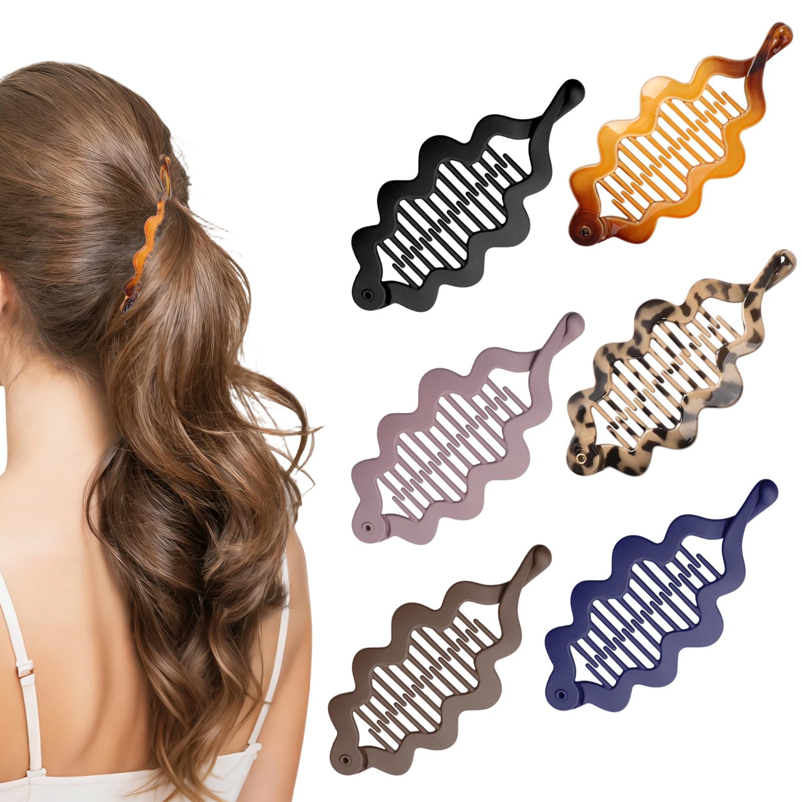 6 Pieces Banana Clips For Hair, Large Hair Clips For Women With Thick Or Curly Hair, Styling Accessories For Regular And Special
