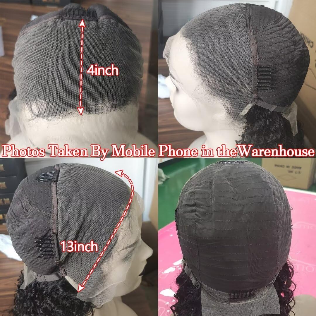 Lemoda 210% Density 13X4 Full Frontal Lace Wigs 12A Curly Human Hair Wig 13X4 Hd Transparent Frontal Wig 26 Inch Deep Wave Wig H