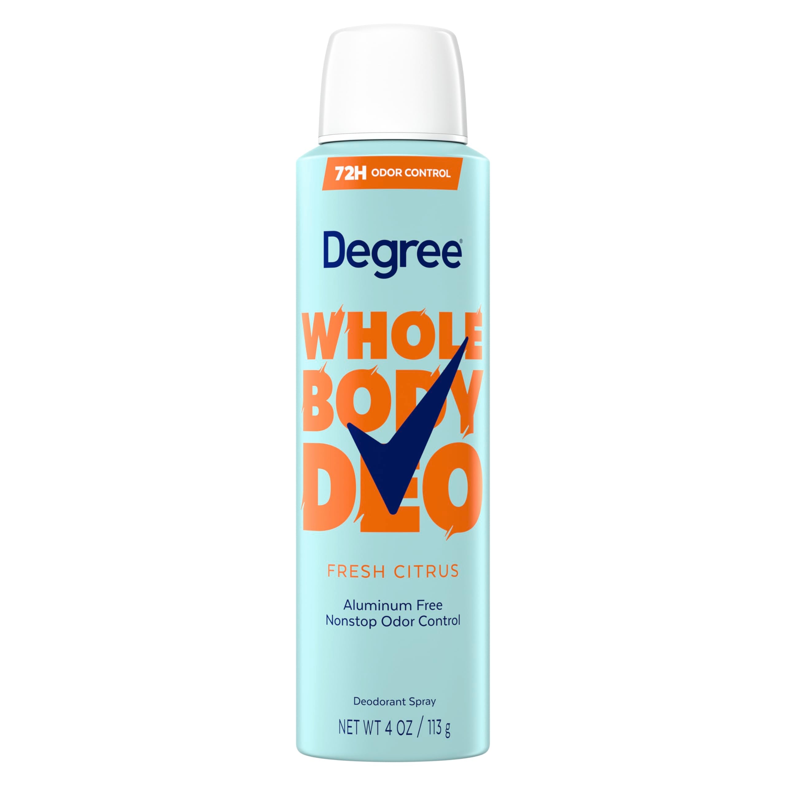 Degree Whole Body Deodorant Fresh Citrus Spray for Women Aluminum Free 72H Odor Protection, 4 oz