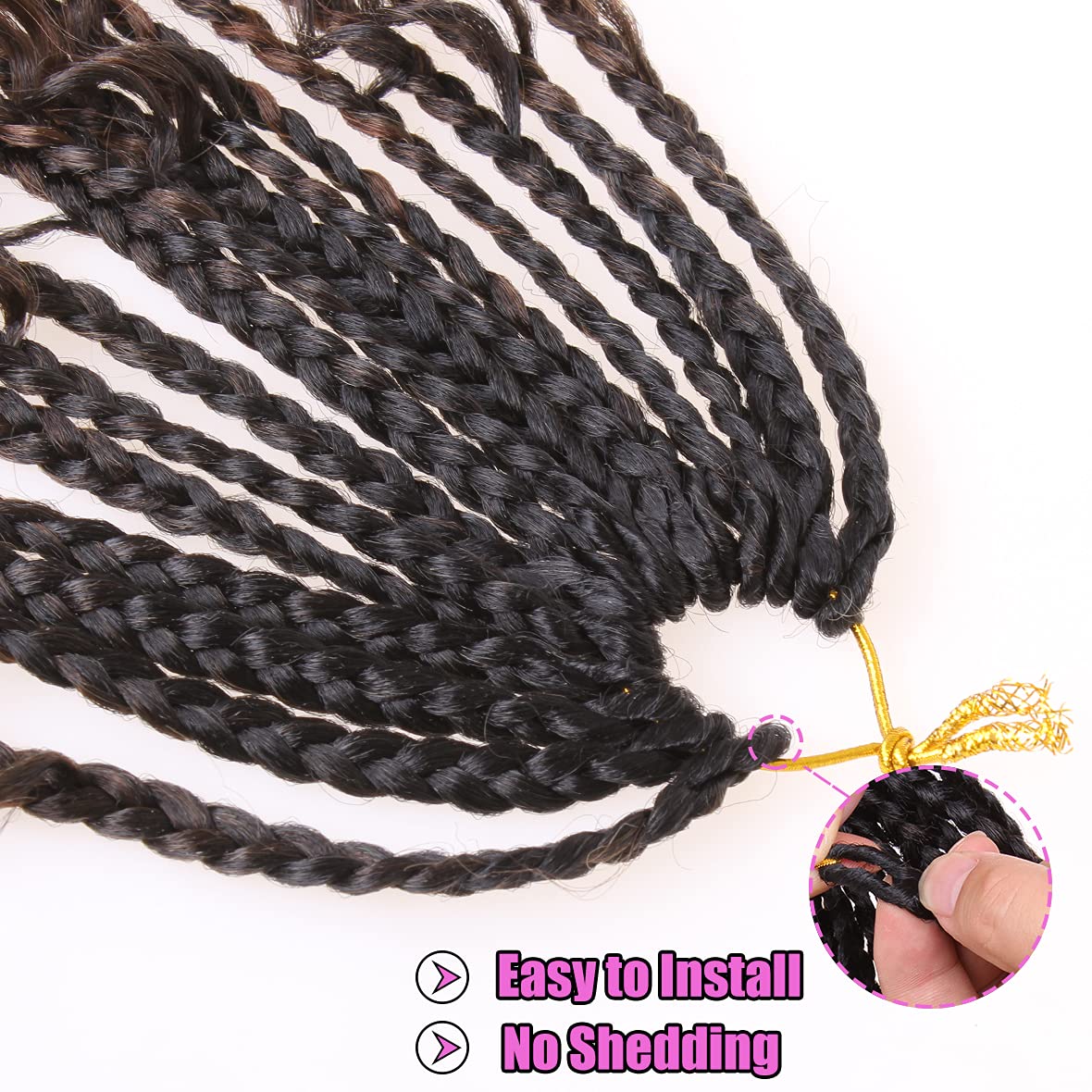 COOKOO 10 Inch Goddess Box Braids Crochet Hair, Synthetic, Curly Ends, 8 Packs, 1B#