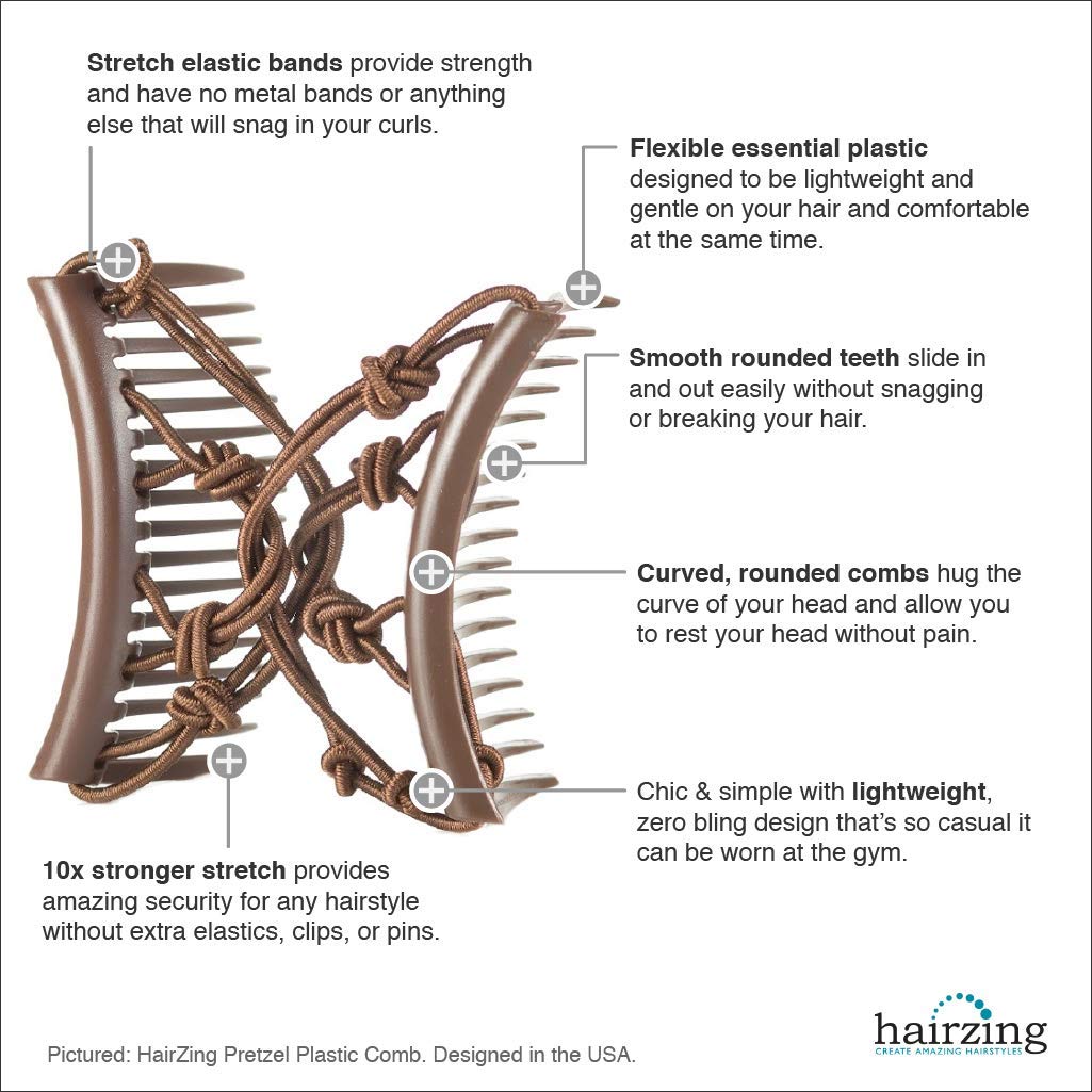 Original Comfy Comb - Double Comb For Fine Thin & Wavy Hair - Easy Ponytail Hairstyles And Long Lasting Updo'S (Pretzel Brown)