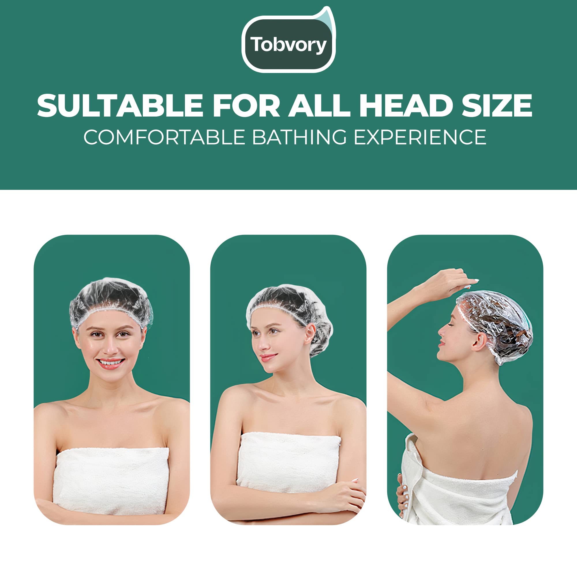 Disposable Shower Caps - 100Pcs Shower Cap Tobvory Waterproof Plastic Shower Cap For Women Men For Hair - Extra Elastic Large Sh