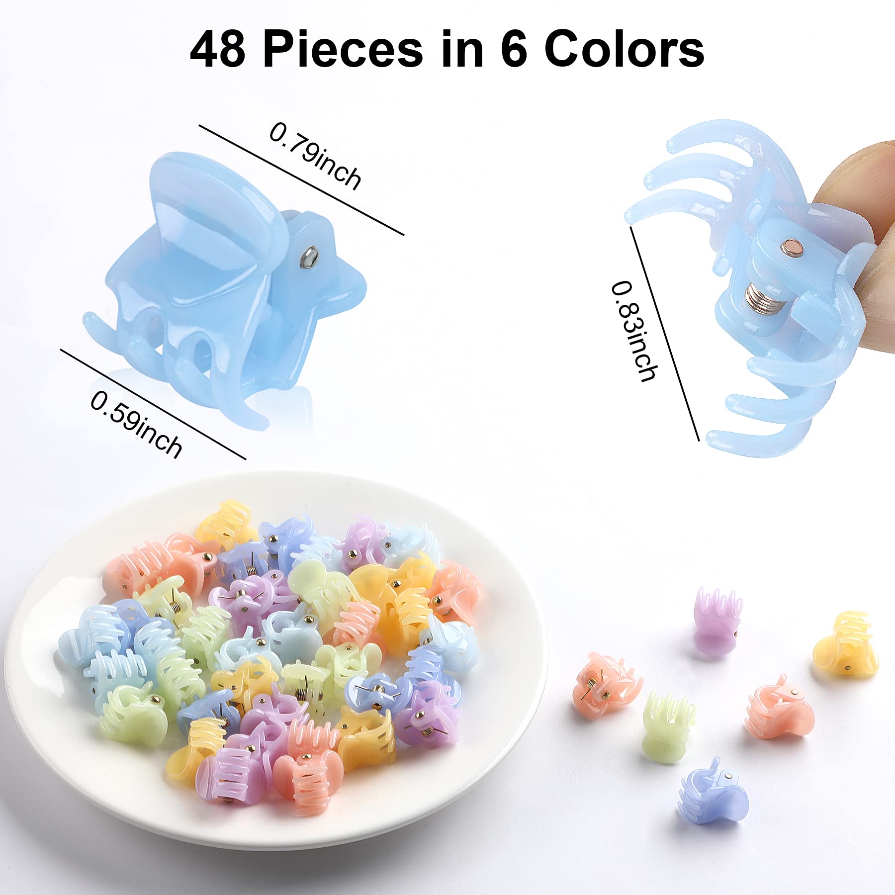 Janyun 48 Pcs Small Mini Hair Claw Clips Hair Clamps For Women Girl'S Hair (Colorful)
