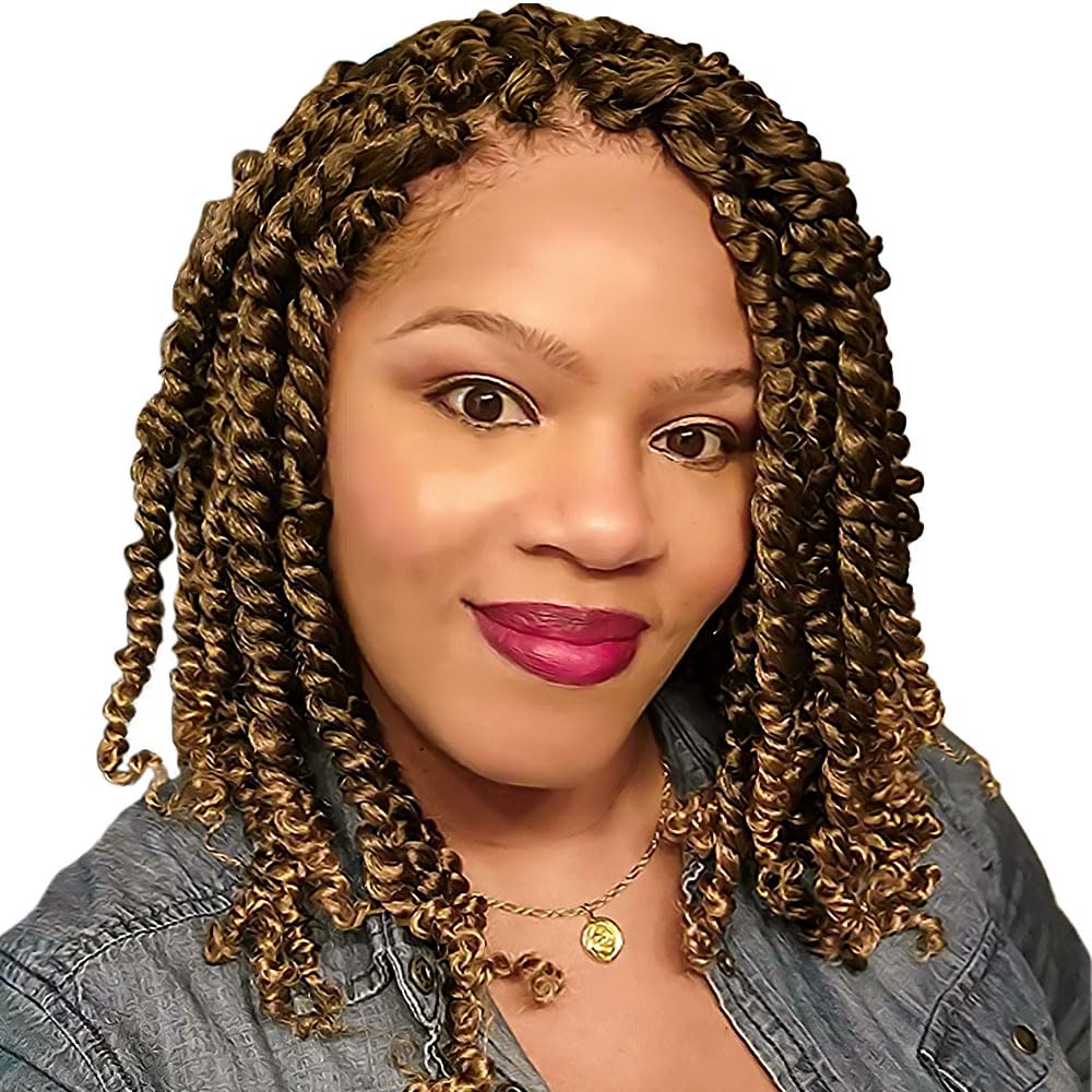 The BOHOBABE Crochet Passion Twist Hair Pretwisted 12 Inch Short Pre-looped Passion Twist Crochet Braiding Hair 8 Packs(T27)