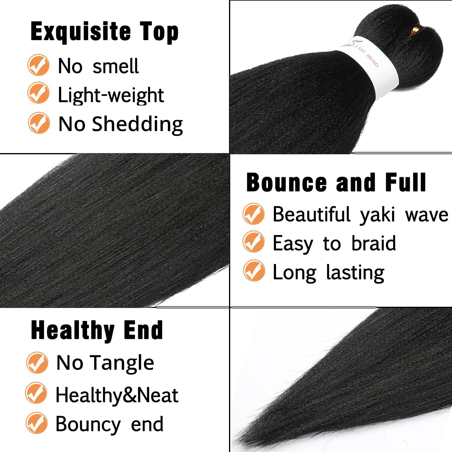 Braiding Hair Pre Stretched 14 Inch 3 Packs Short Braiding Hair,No Itch, Hot Water Setting Natural Black Professional Synthetic